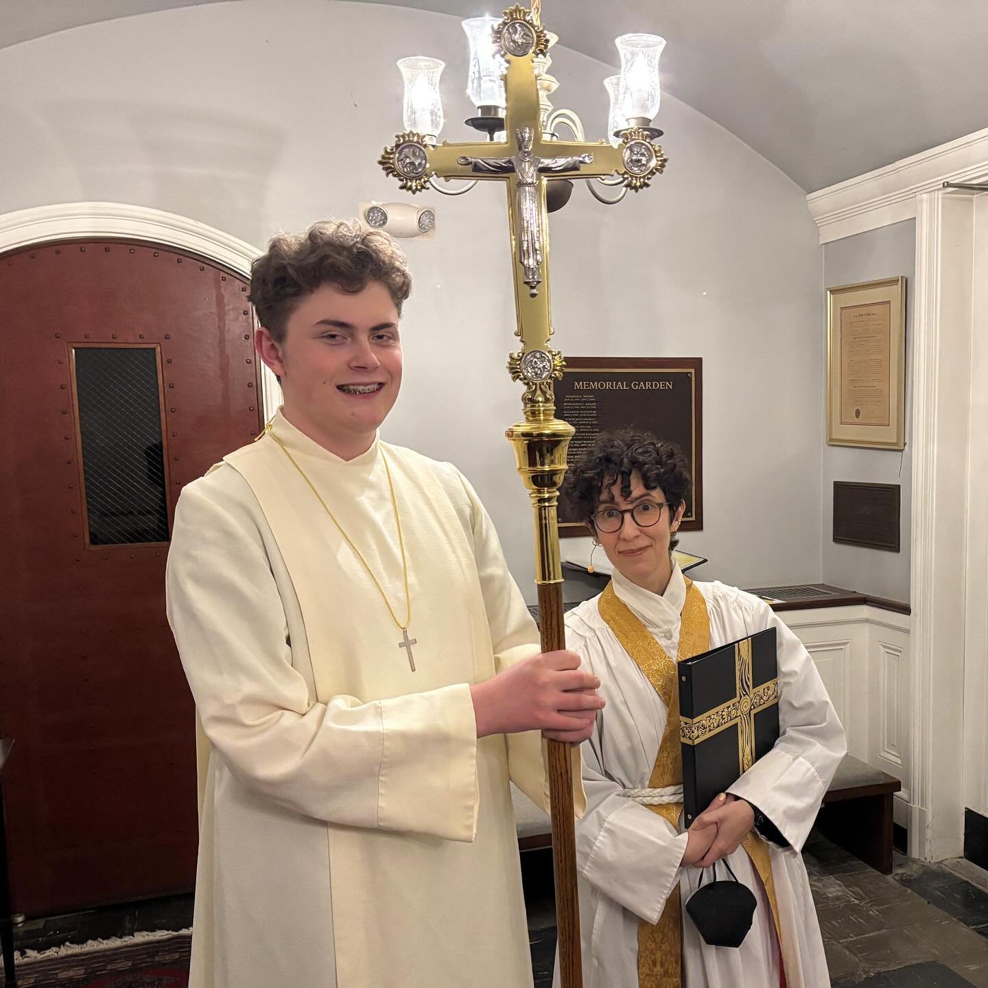 &ldquo;Tomorrow is my last day before sabbatical! (That&rsquo;s me on the right in this picture, taken with one of our pro acolytes on Christmas Eve.) At Coffee Hour, Omar and I will be offering a Tavola di San Giuseppe [Saint Joseph&rsquo;s Table] i