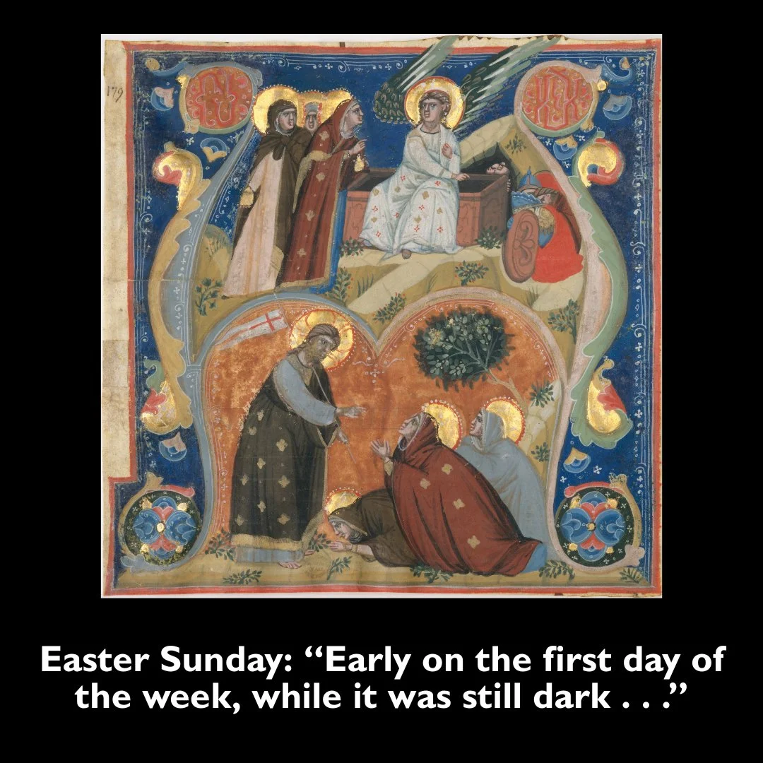 Holy Week approaches--and after, the First Sunday of Easter, a.k.a. Resurrection Day! Easter Sunday is April 5. To learn more about our Holy Week and Easter services, please see our website. This portion of an illuminated manuscript is by Nerius.
.
#