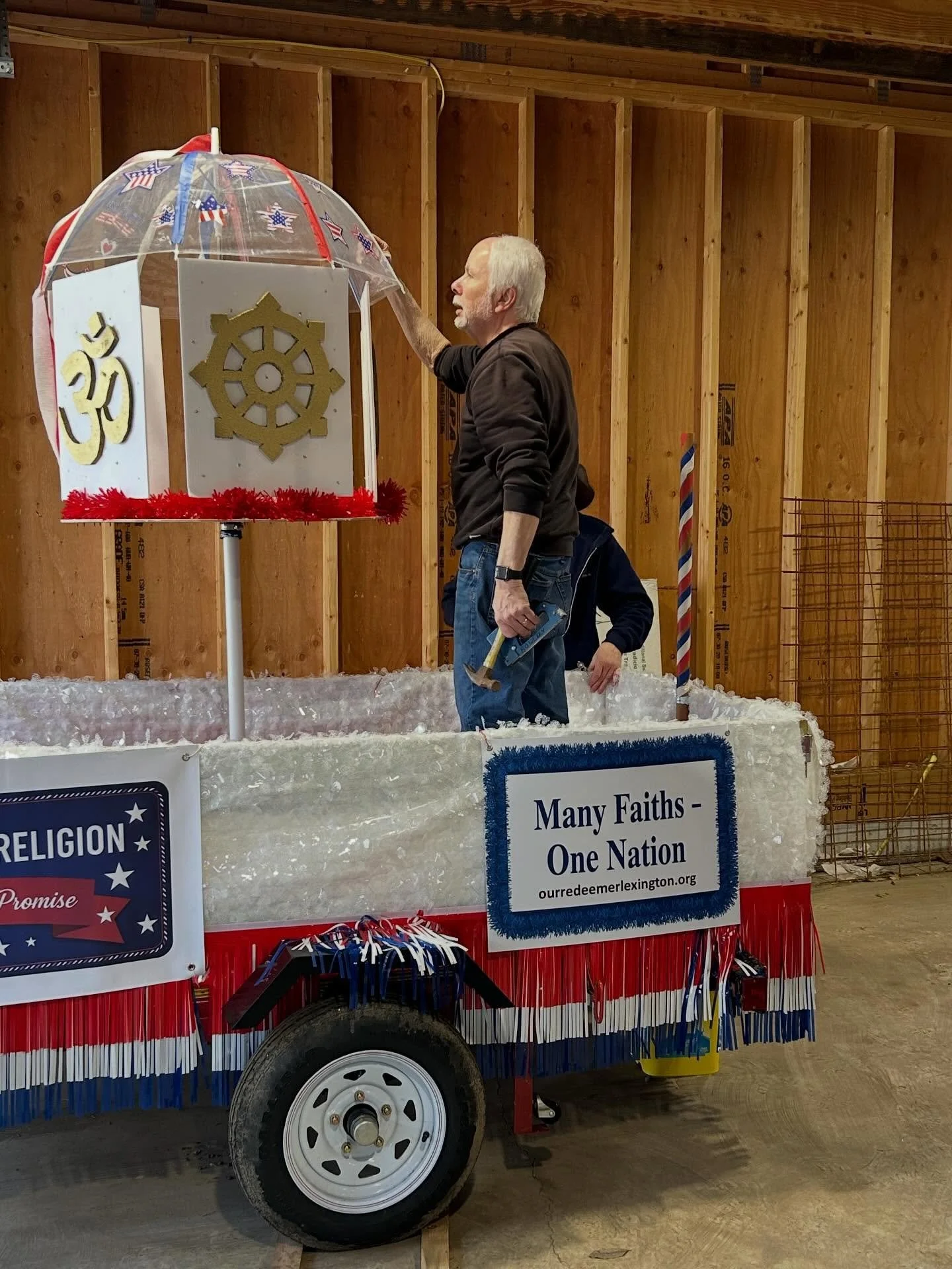 Getting ready for the Patriots Day Parade!! After you eat your fill at Redeemer&rsquo;s annual Pancake a breakfast tomorrow, stick around to cheer on Redeemer&rsquo;s float in the Parade!  Pancakes available 6 am - 10 am and the parade kicks off at 1