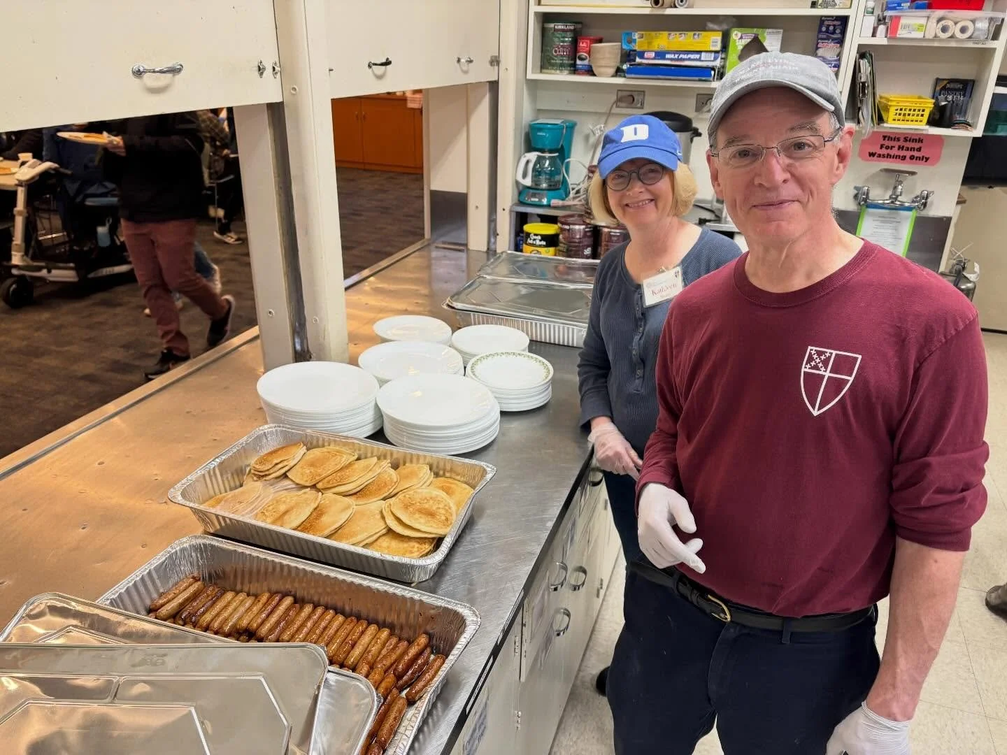Another great Patriots Day Pancake Breakfast! Many many thanks to all those who set up, cooked, served, cleaned up, and attended! As you continue to enjoy the day in Lexington, grab a hot dog from the hot dog stand in Redeemer&rsquo;s front yard, sup