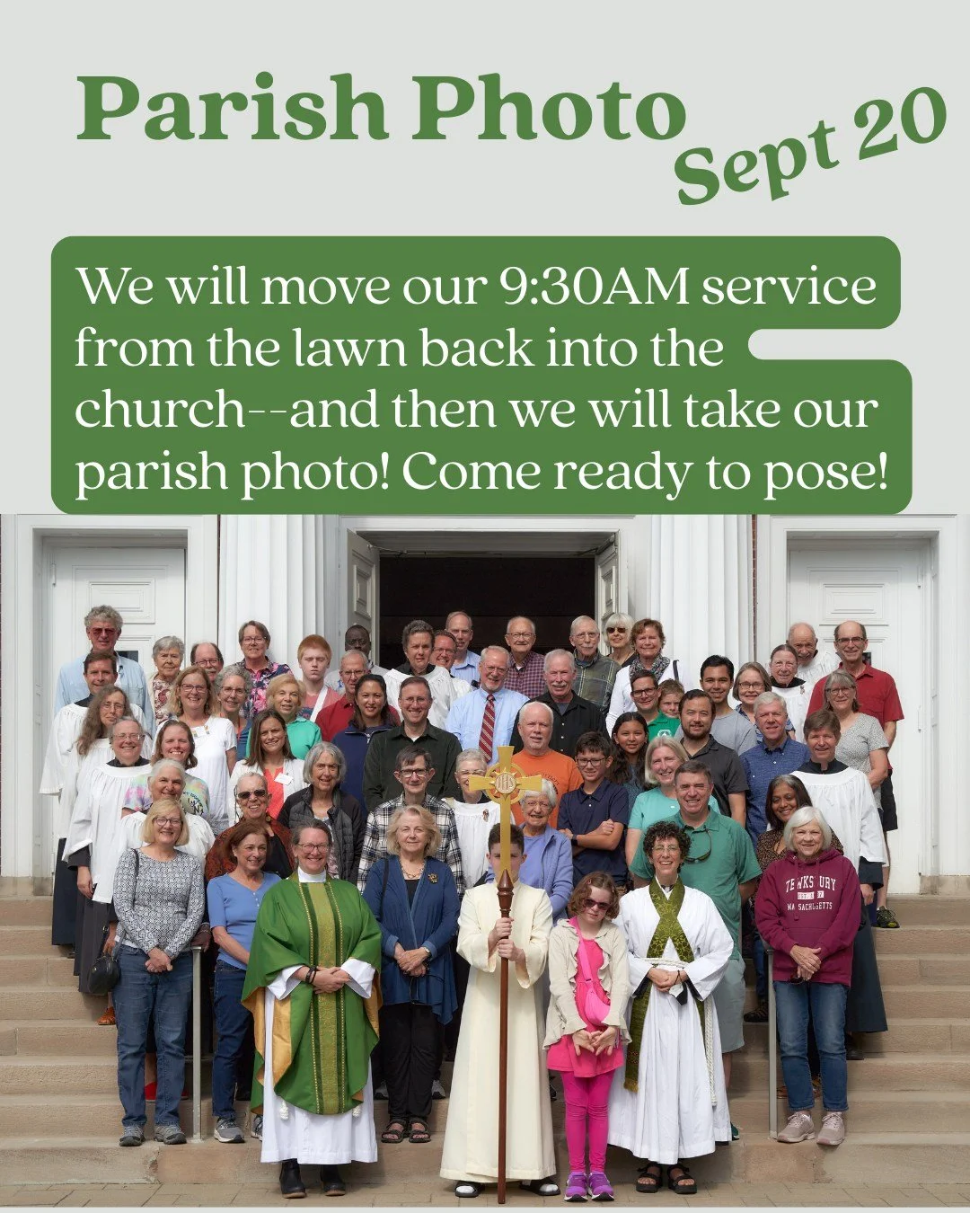 Join us on Sunday, September 20, for our 9:30AM service--and stick around for our parish photo immediately after! Our year of Sunday School for ages 6-106 also begins this Sunday. Learn more at our website, OurRedeemerLexington.org. (And thank you, S