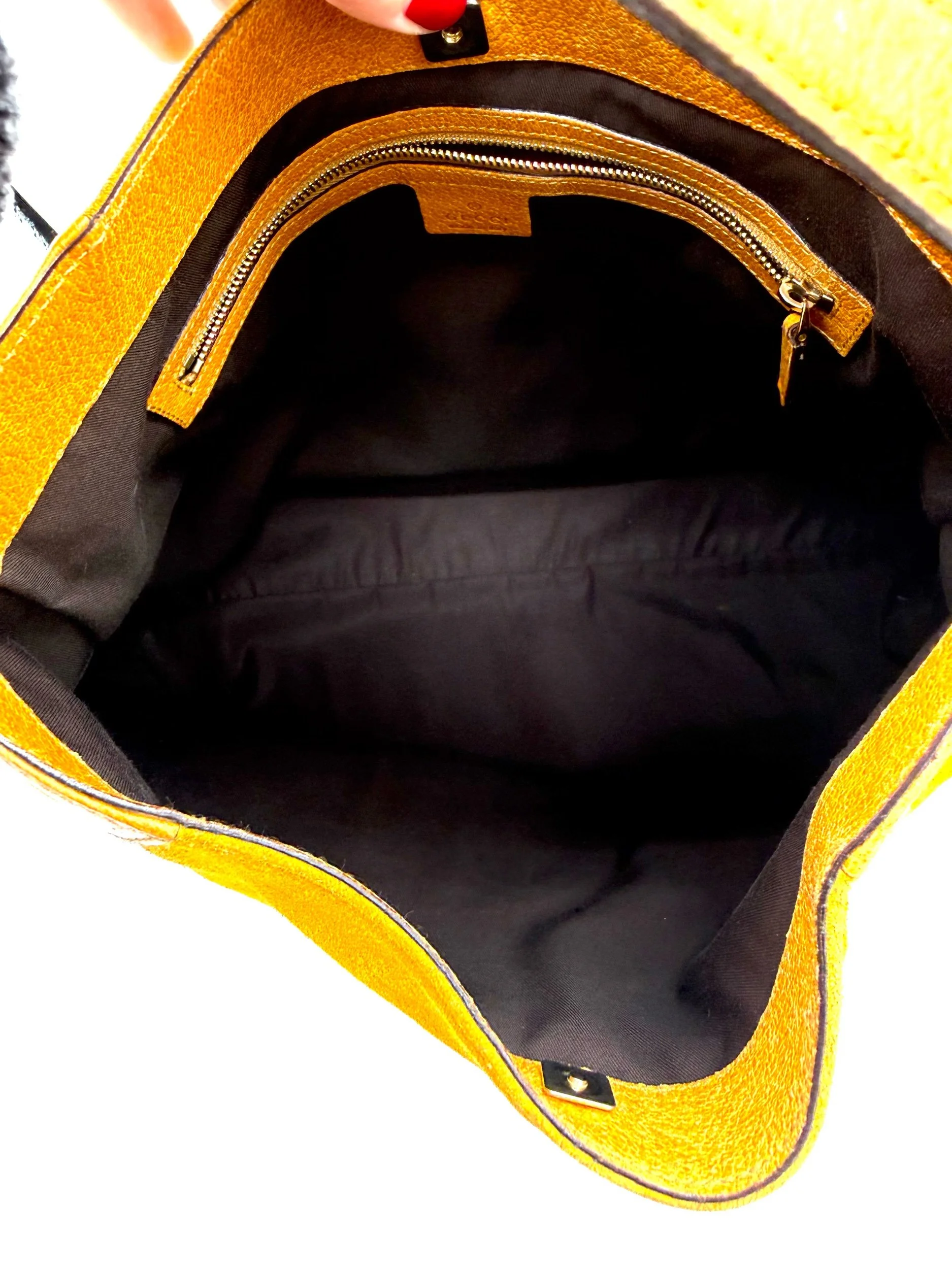 Gucci Yellow Horsebit Bag Interior