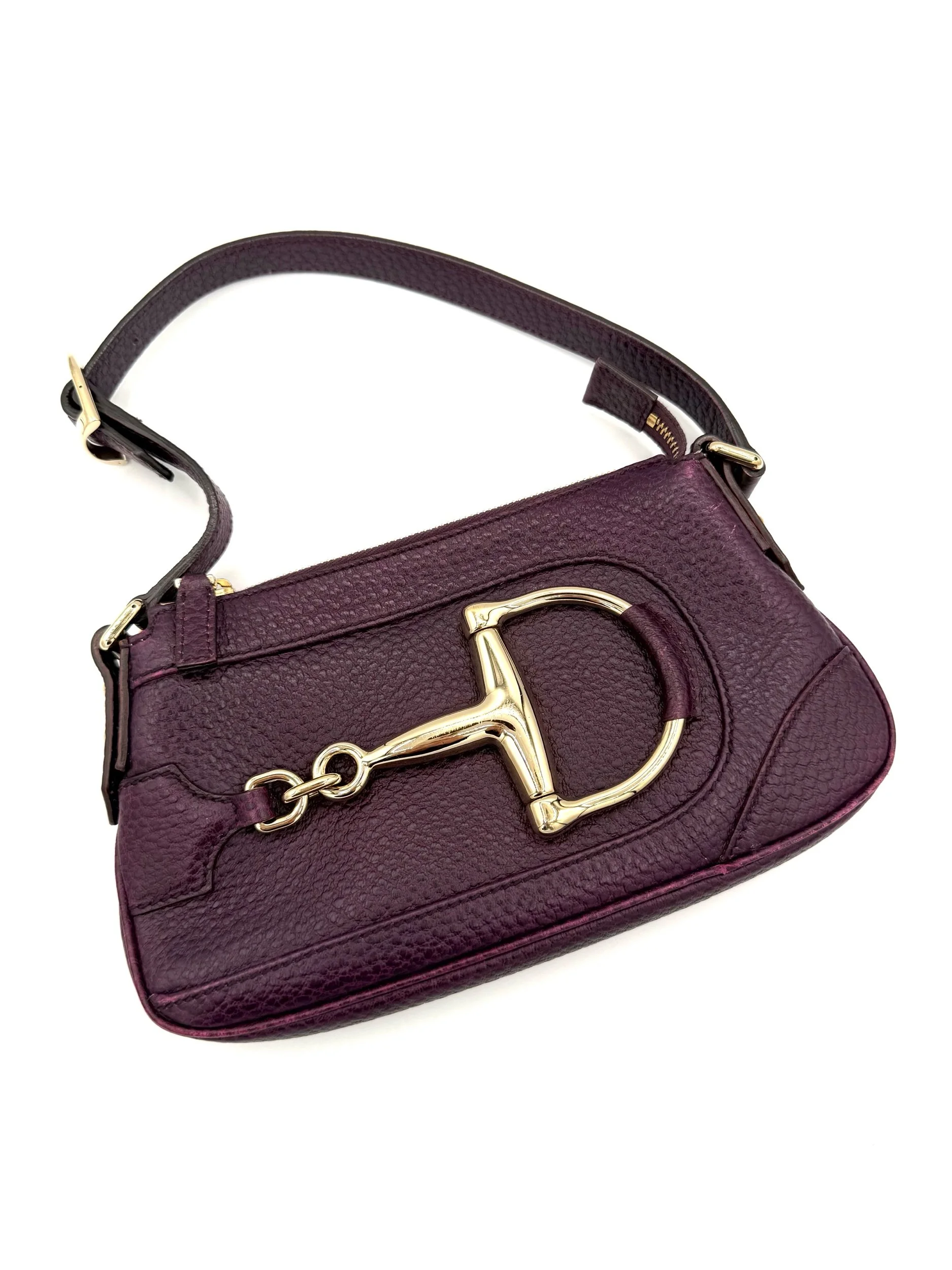 Gucci Purple Horsebit Hasler Bag Front