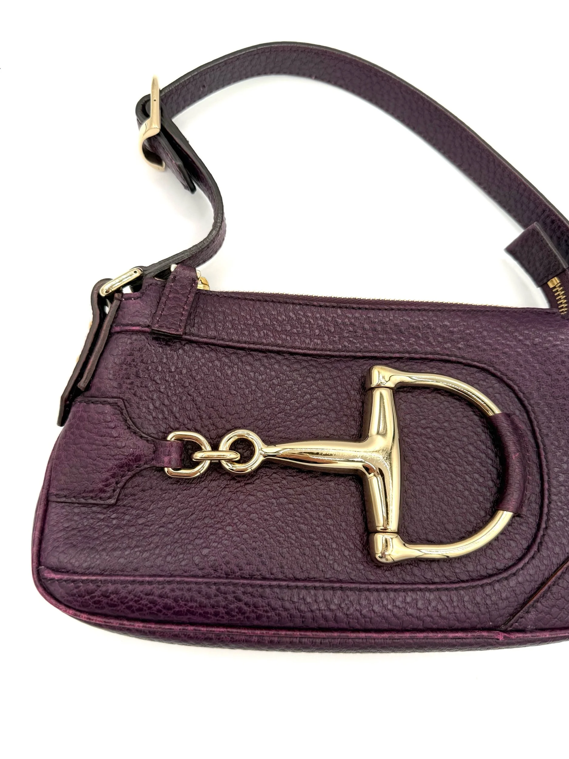 Gucci Purple Horsebit Hasler Bag Front