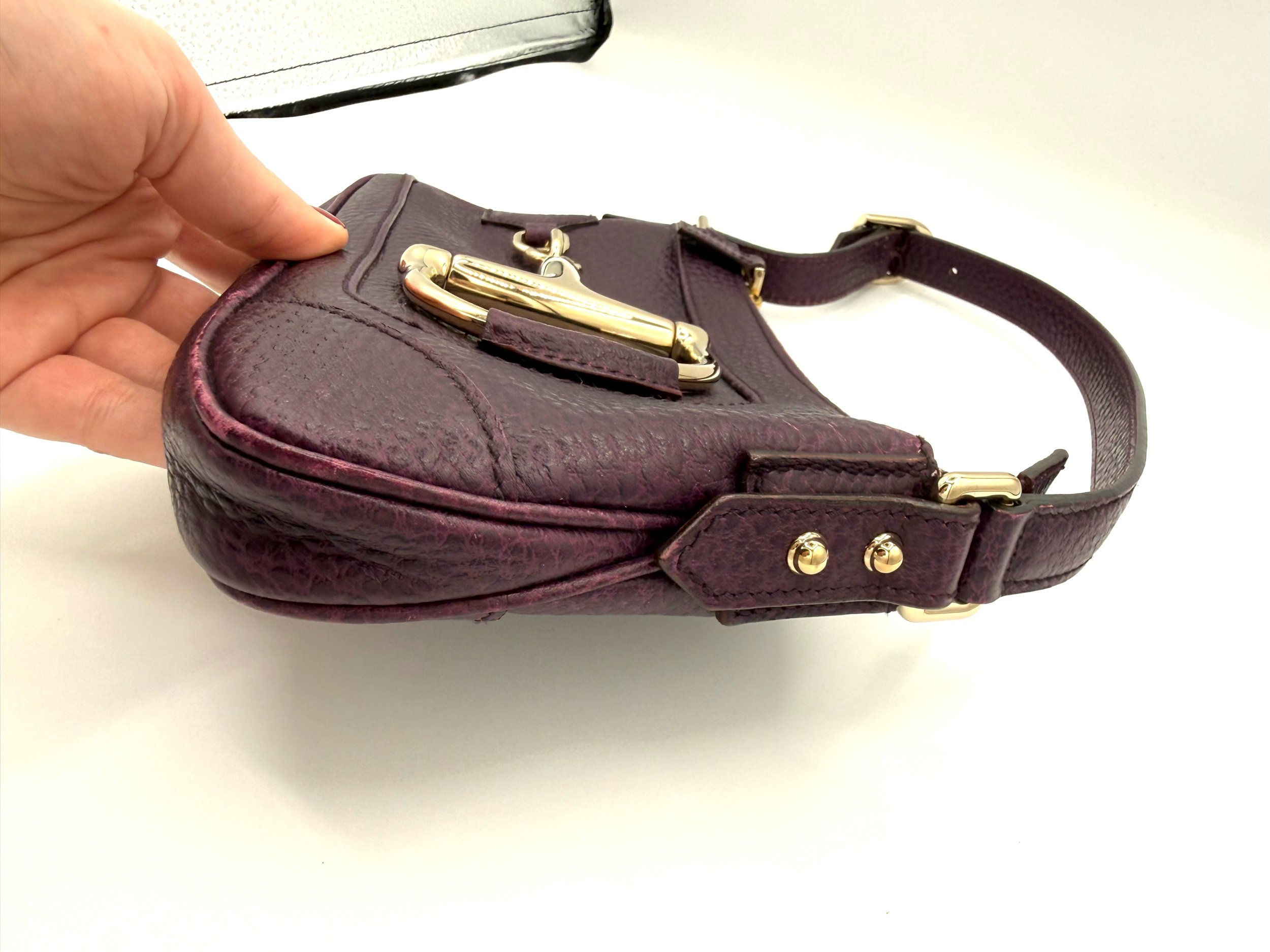 Gucci Purple Horsebit Hasler Bag Side
