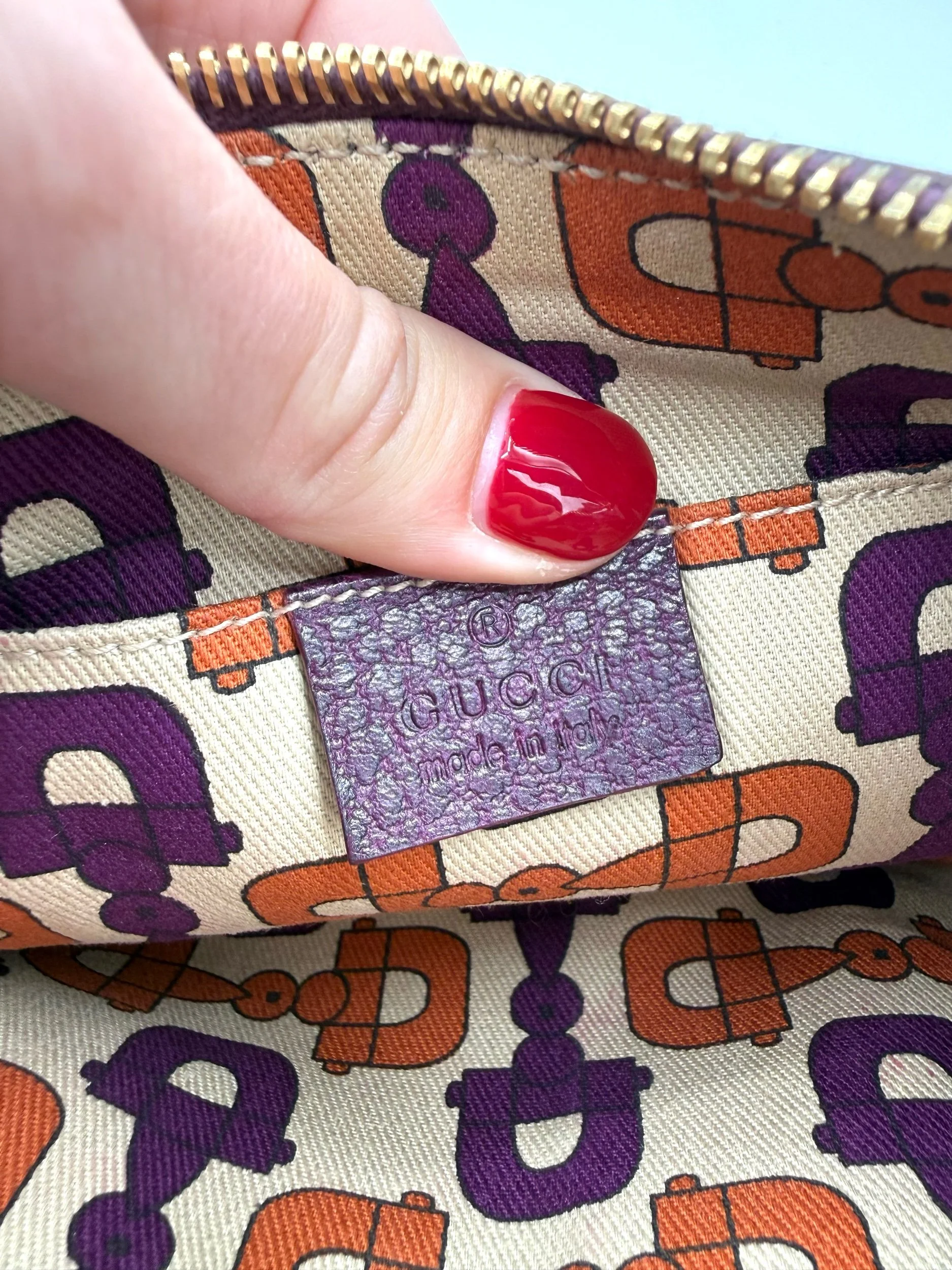 Gucci Purple Horsebit Hasler Bag Tag