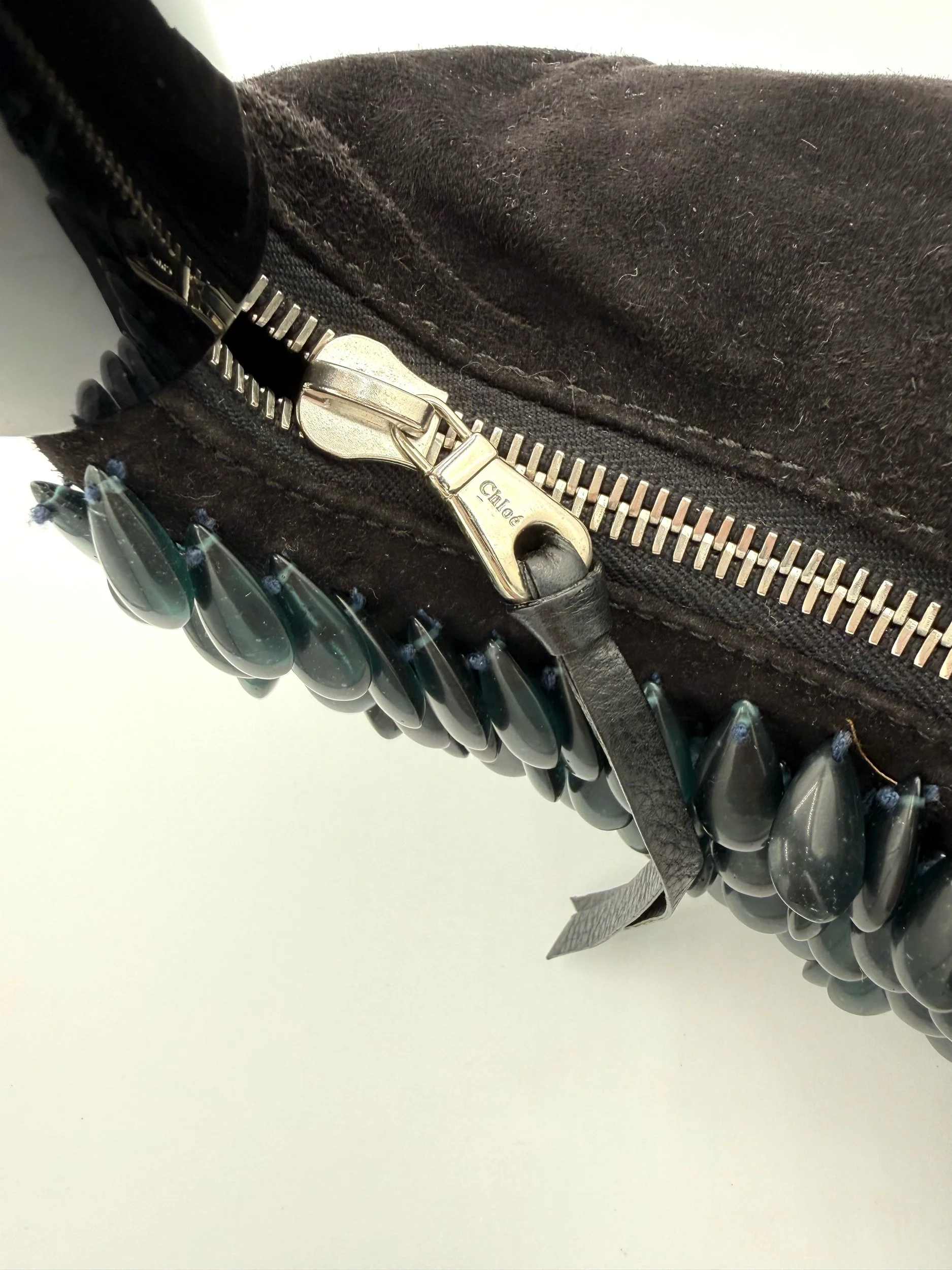 Chloe Black Beaded Bracelet Bag Zipper