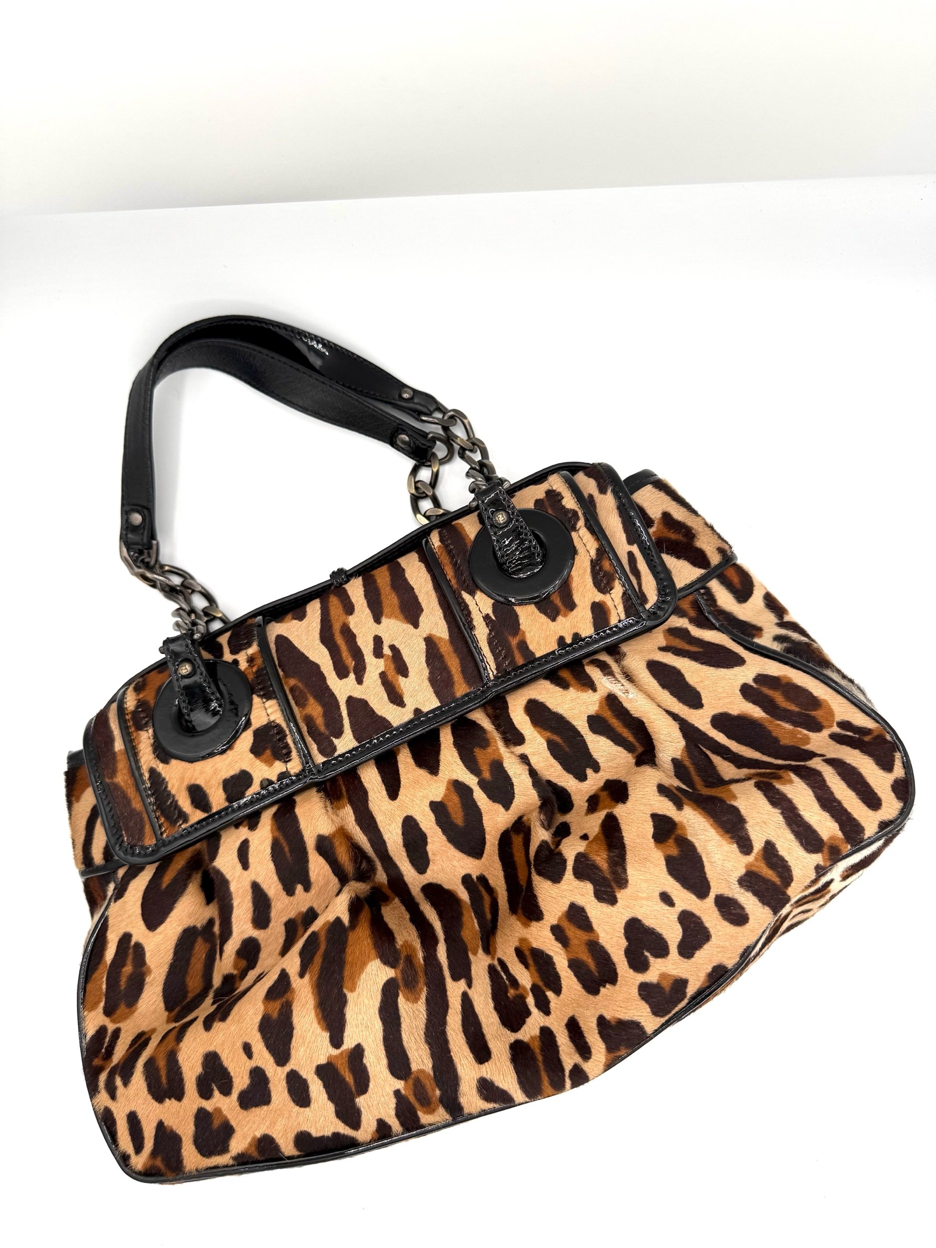 Fendi Leopard Ponyhair B Bag Back