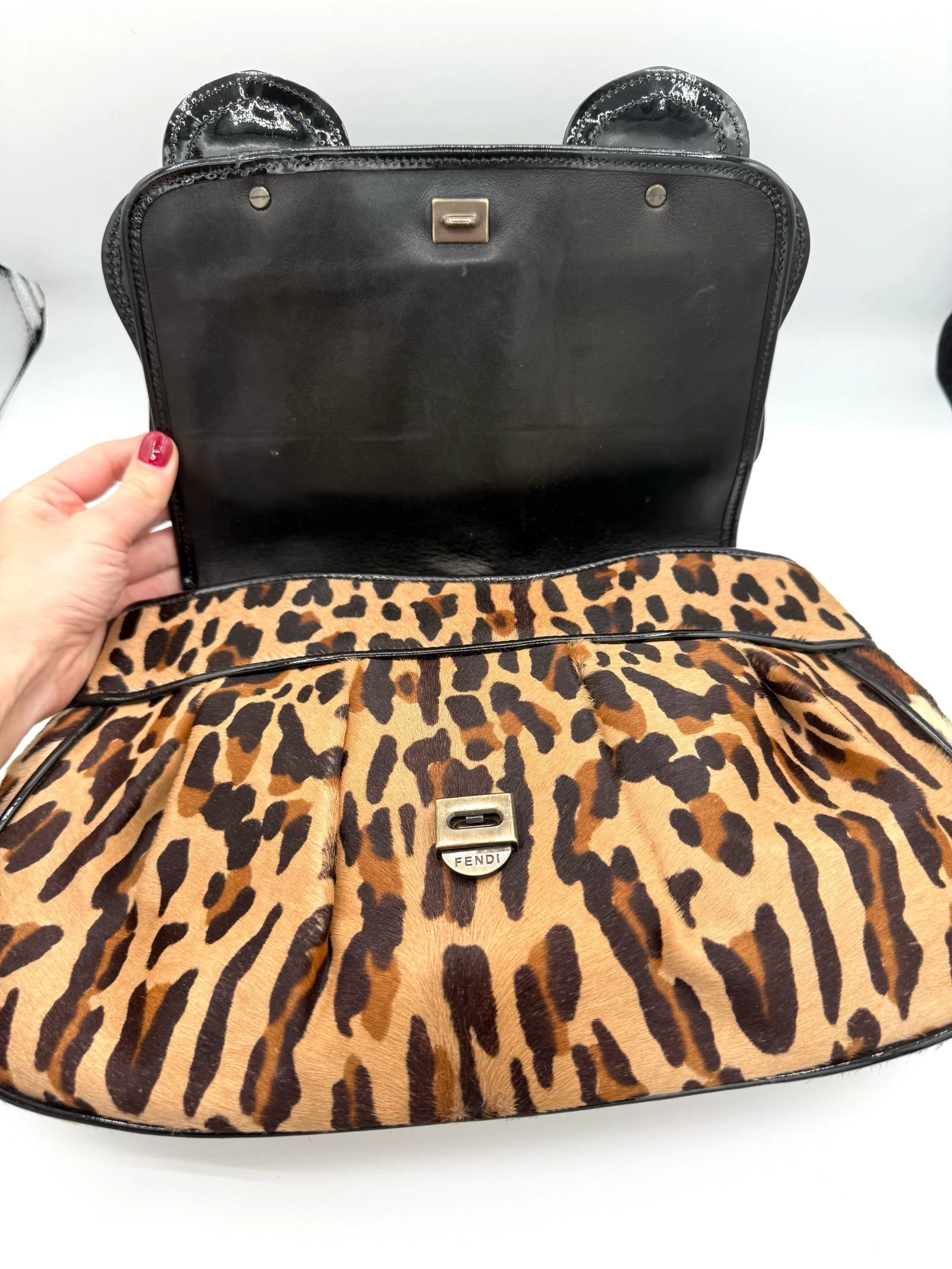 Fendi Leopard Ponyhair B Bag Flap