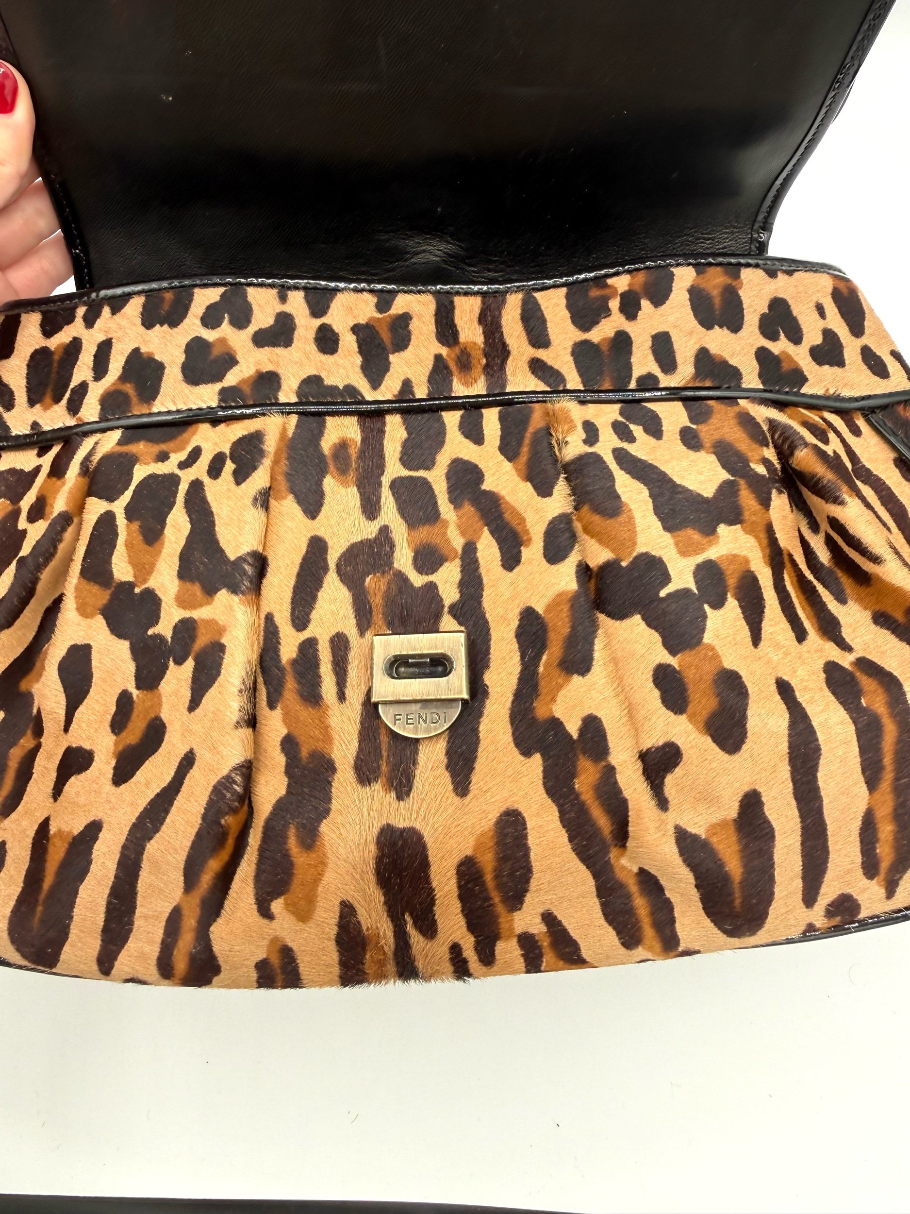 Fendi Leopard Ponyhair B Bag Clasp