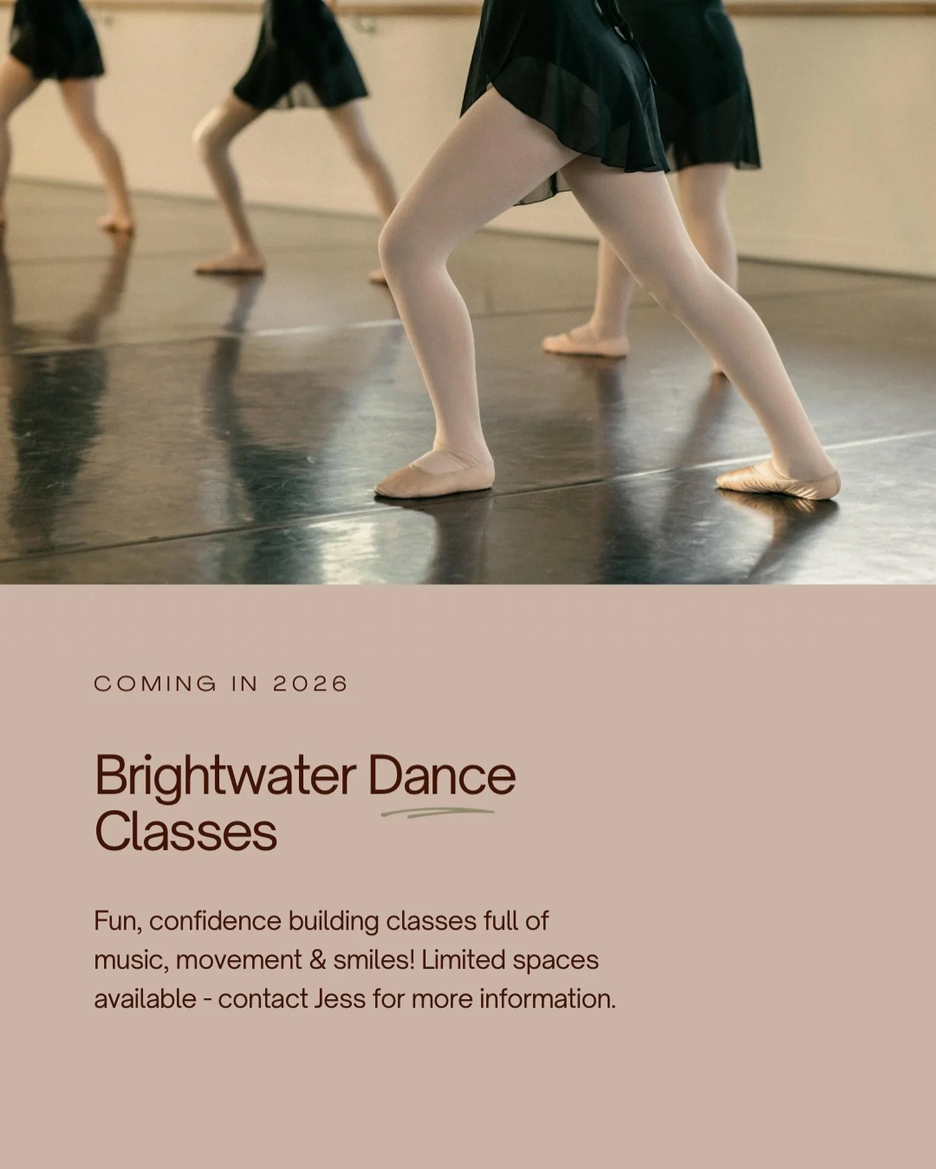 Jess Hannah Dance is coming to Brightwater! 🩰

We&rsquo;re excited to announce that our dance family is growing - and we&rsquo;re bringing the joy of movement to Brightwater next year! 

Starting Term 1 2026, we&rsquo;ll be offering Tuesday afternoo