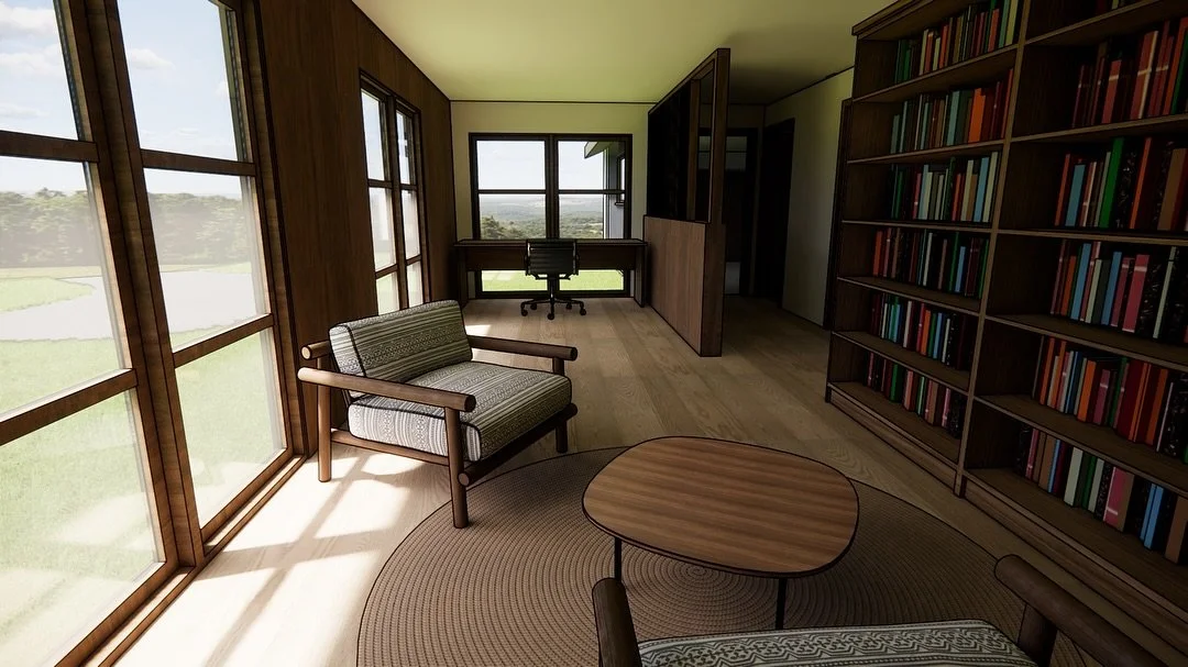 A fresh take on midcentury modern living 
This Woodway remodel and addition enhances livability through natural light, custom wood detailing, and strong connection to the landscape 
Midcentury inspire screen walls and interior details like slatted