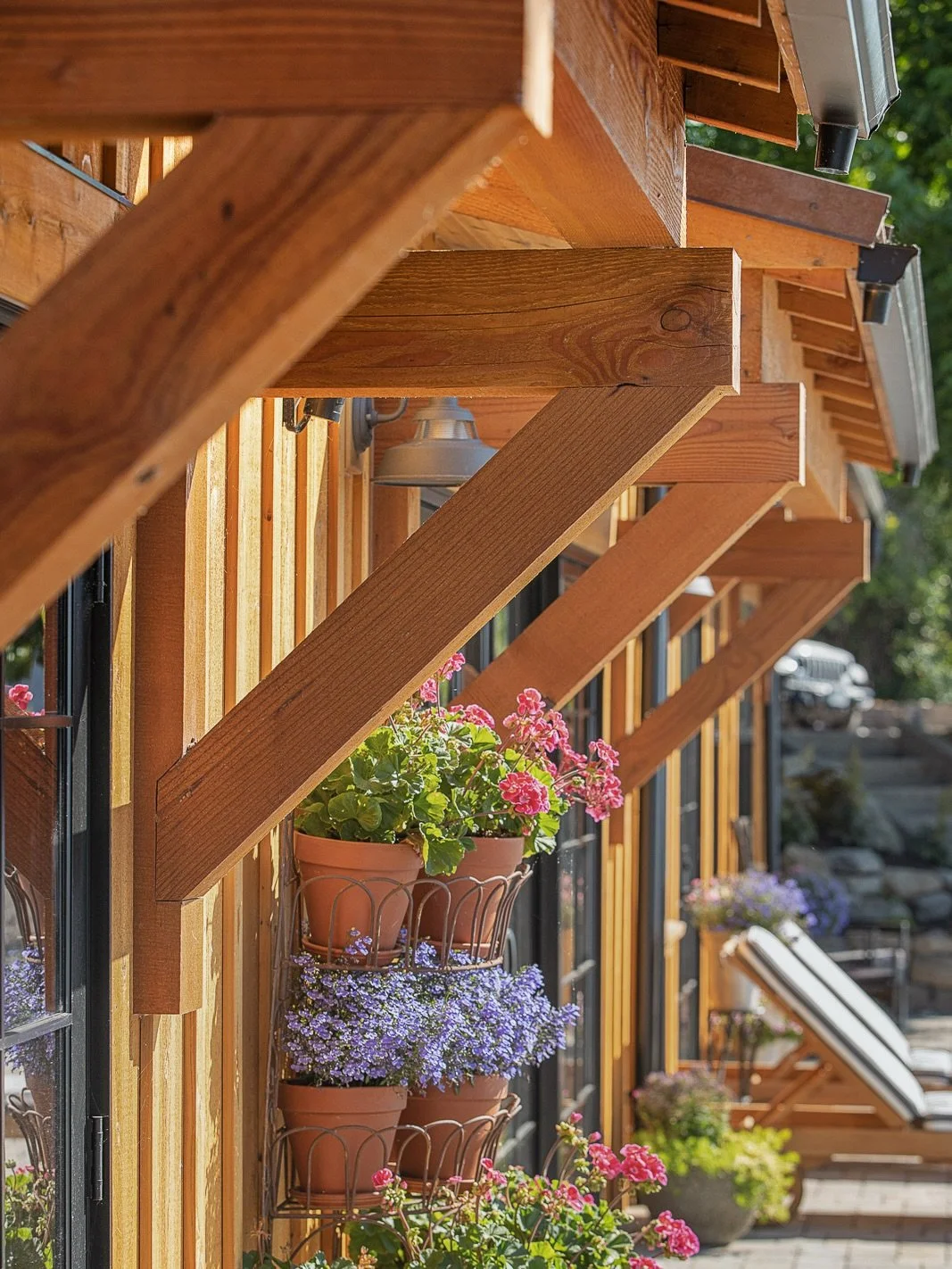 Swiss inspired details, right here in the PNW 

Exposed timber framing, warm wood tones, potted flowers, and handcrafted joinery draw inspiration from classic alpine chalets 

This design celebrates honest materials and craftsmanship that feel timele