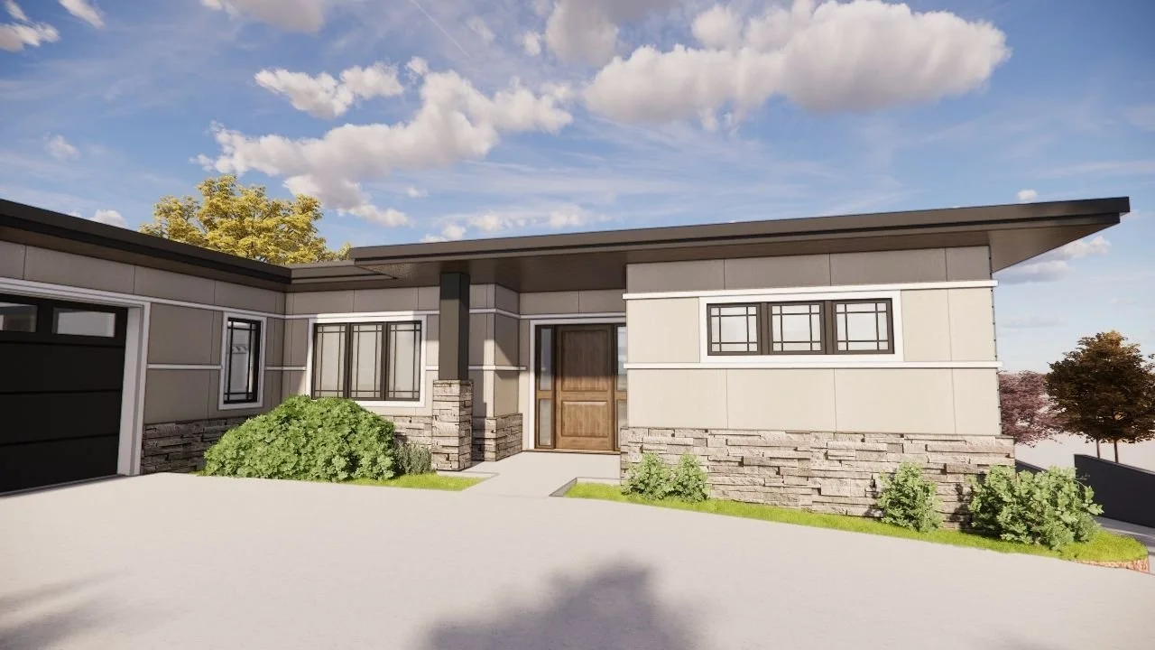Welcome home! 

Every line, material, and architectural detail is carefully considered long before construction begins.  The rendering for one of H2D's new custom homes in Anacortes, WA is a study of the exterior materials.  The material palette is a