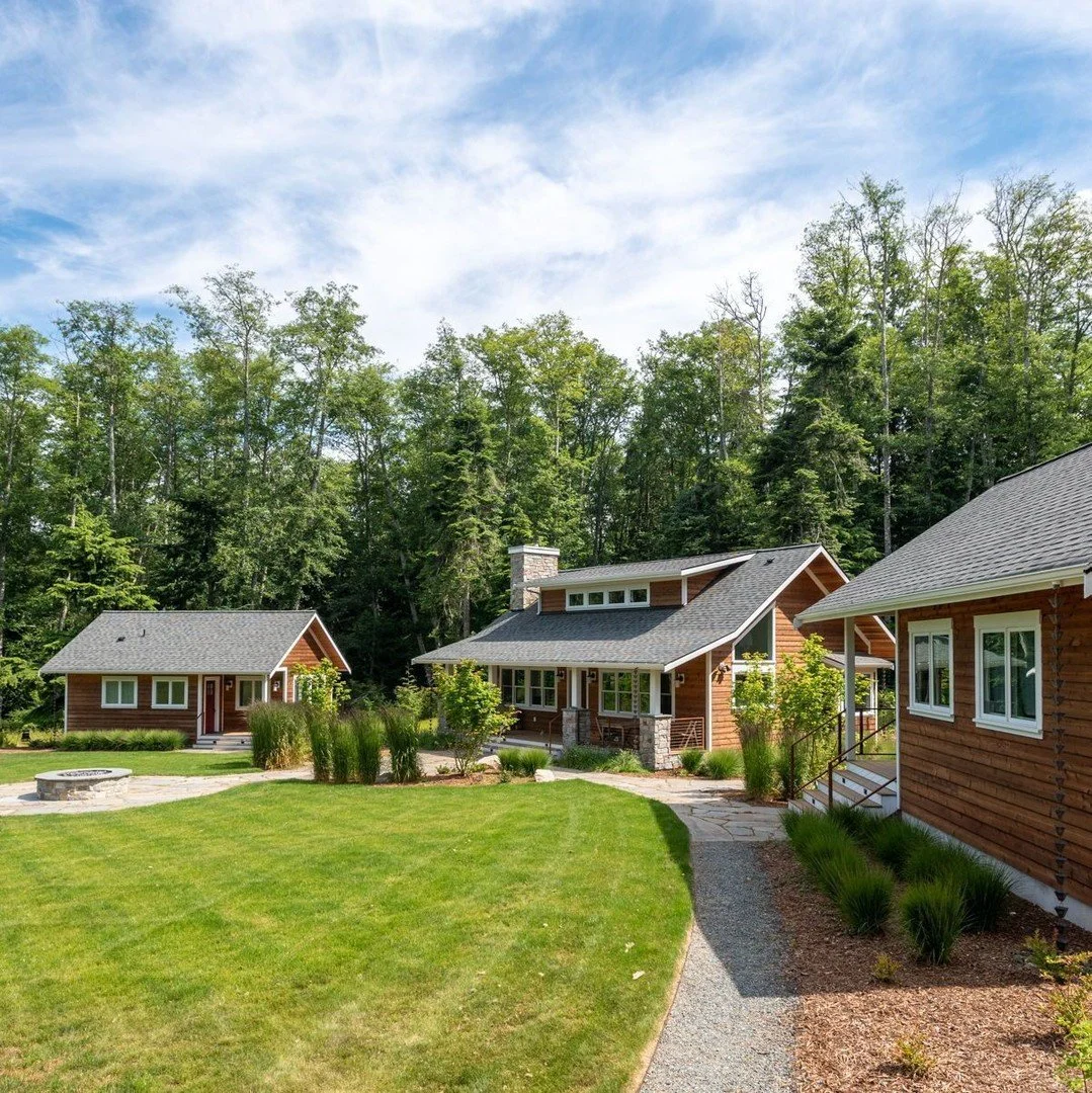 H2D's Whidbey Island Family Camp was built as a retreat to foster family connection while maintaining a light footprint on the land. The main cabin serves as the heart of the property, featuring a large kitchen and great room, while the two "det