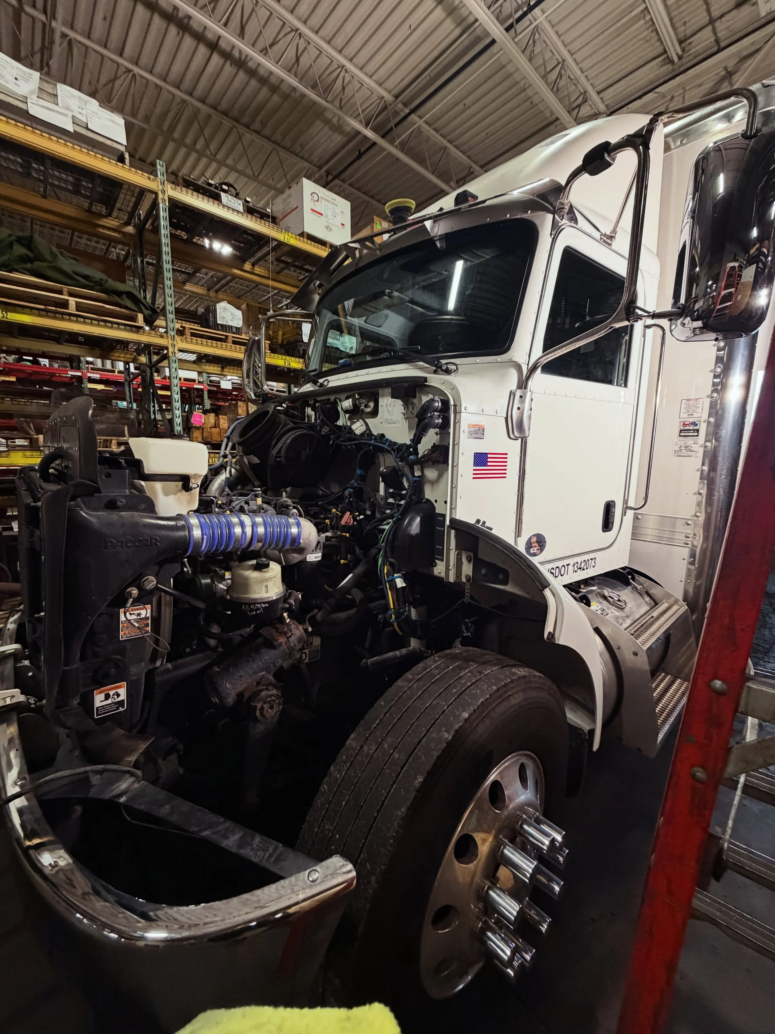 First time working on a semi truck. I&rsquo;m so excited to see how this will turn out once we finish polishing this up! 💪😎#semitruck #truck #polishing #bossceramicanddetail #mke