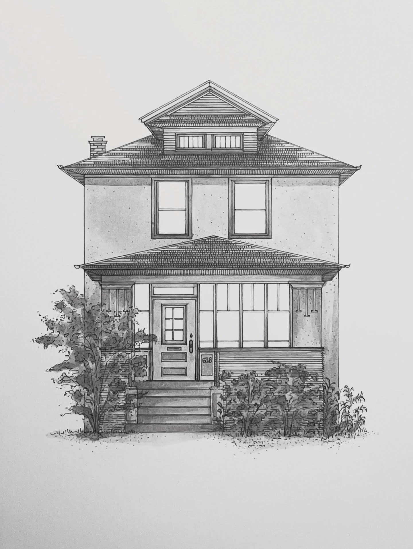 I&rsquo;m excited to share the last of the three illustrations I recently completed! This stucco home has a beautiful garden and flowers in front that I loved drawing. What do you like about it?
.
.
#noteworthy #homesbyhand #oakparkhome #oakparkil #o