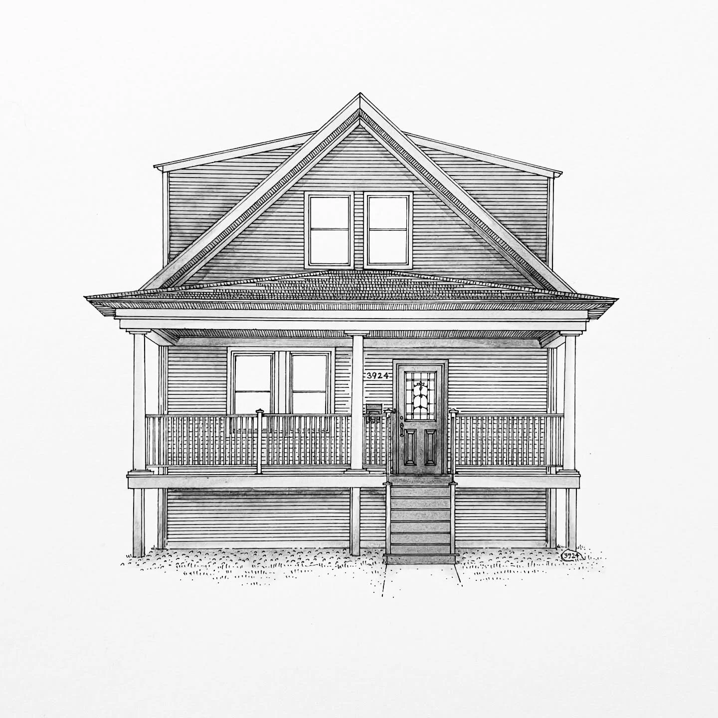 This quaint bungalow in Chicago is home to a sweet young family. They&rsquo;ve put a lot of love and labor into this house and it was an honor to draw it for them!
.
.
.
#homesbyhand #noteworthydesign #illustration #architecture #ink