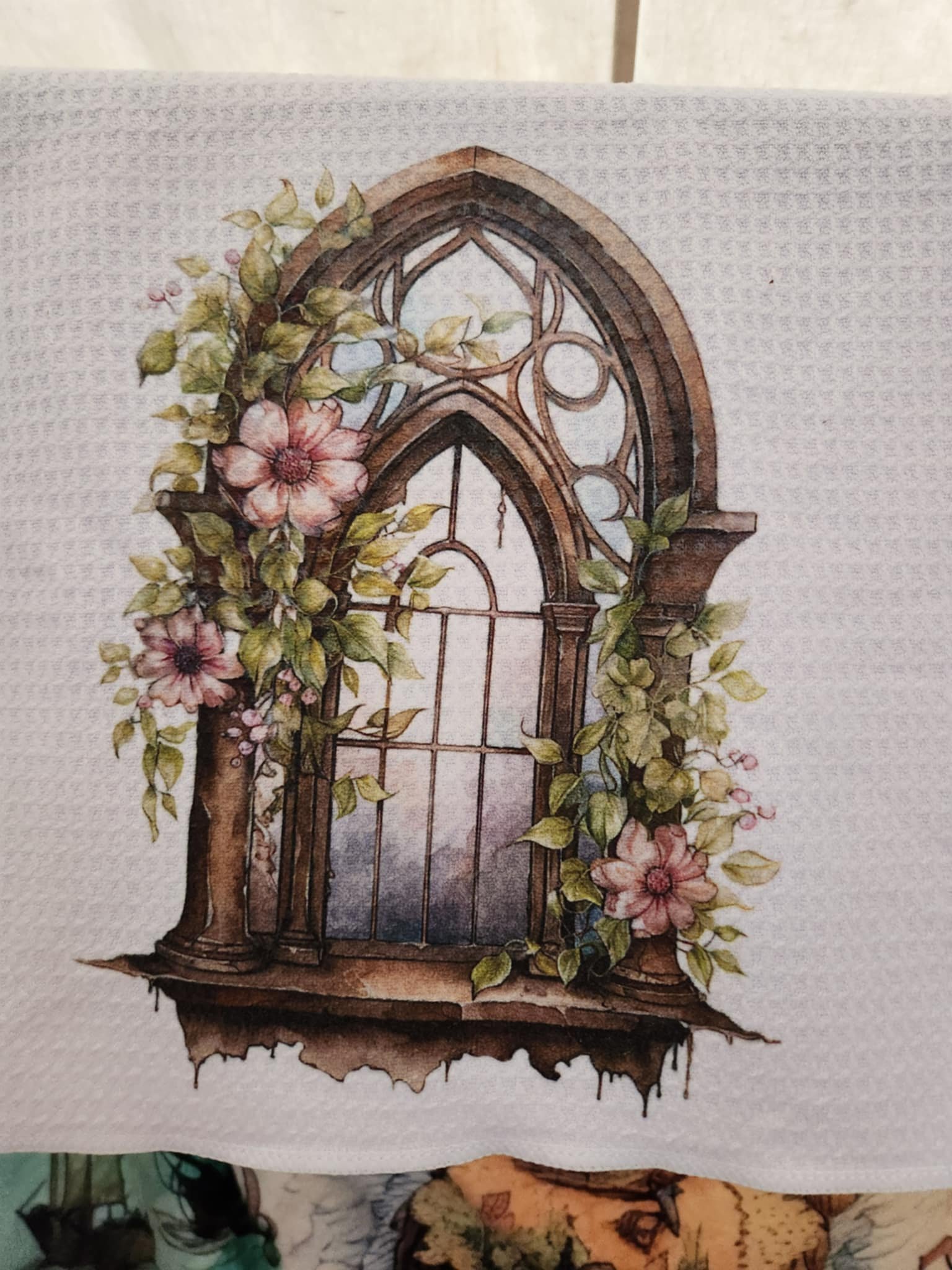 Pretty Window Waffle Weave Towel