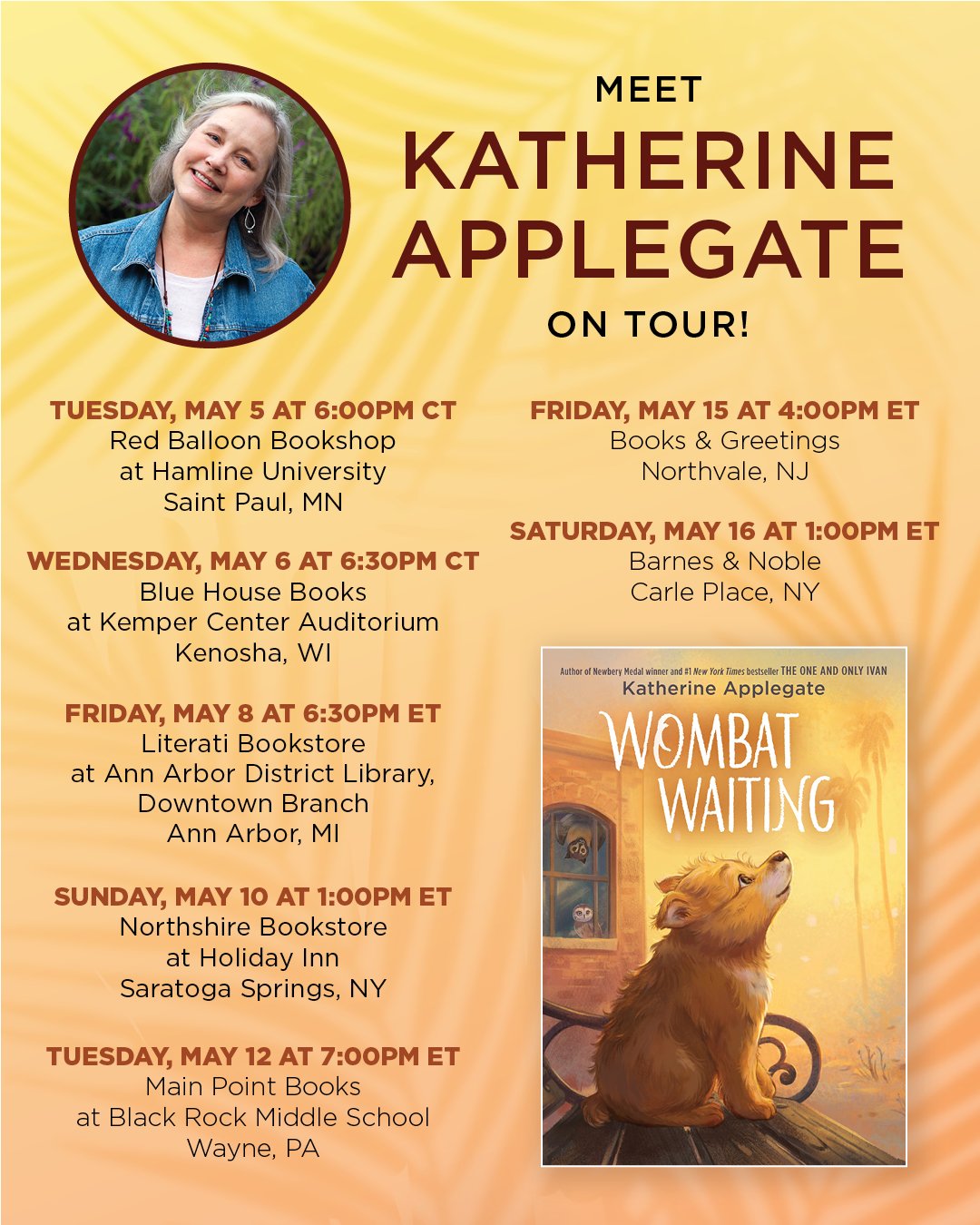 Wombat Waiting by Katherine Applegate book tour details