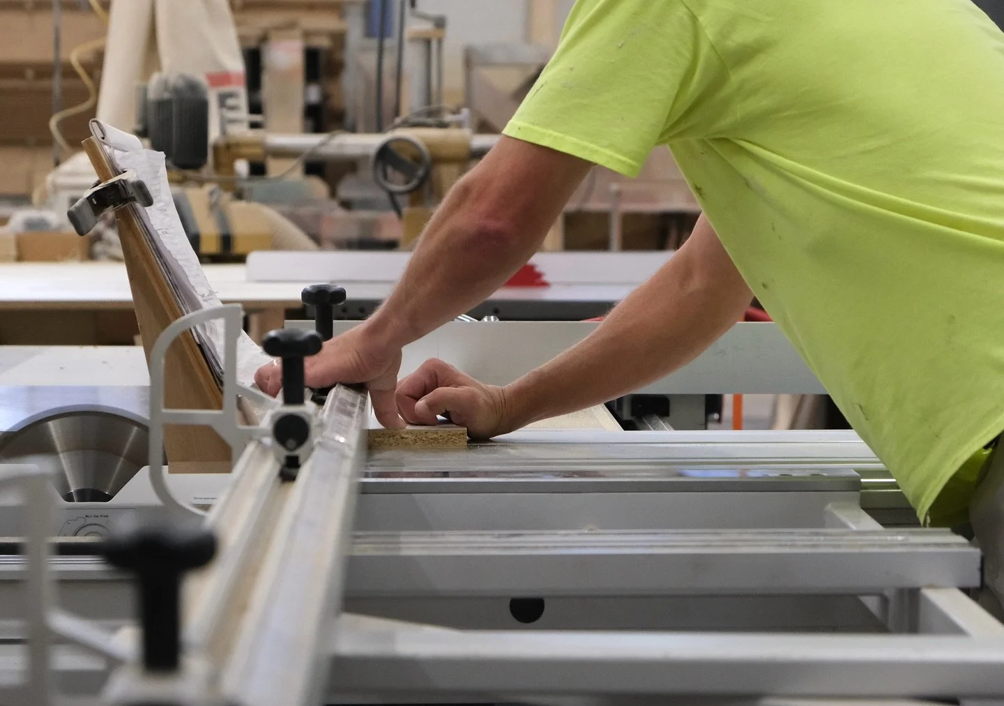 Today, one of our skilled cabinet makers is precision-cutting melamine for break room cabinets as part of a project in Beachwood, OH! 
.
.
.
#carpentry #cabinets #custommade #woodwork #explorepage