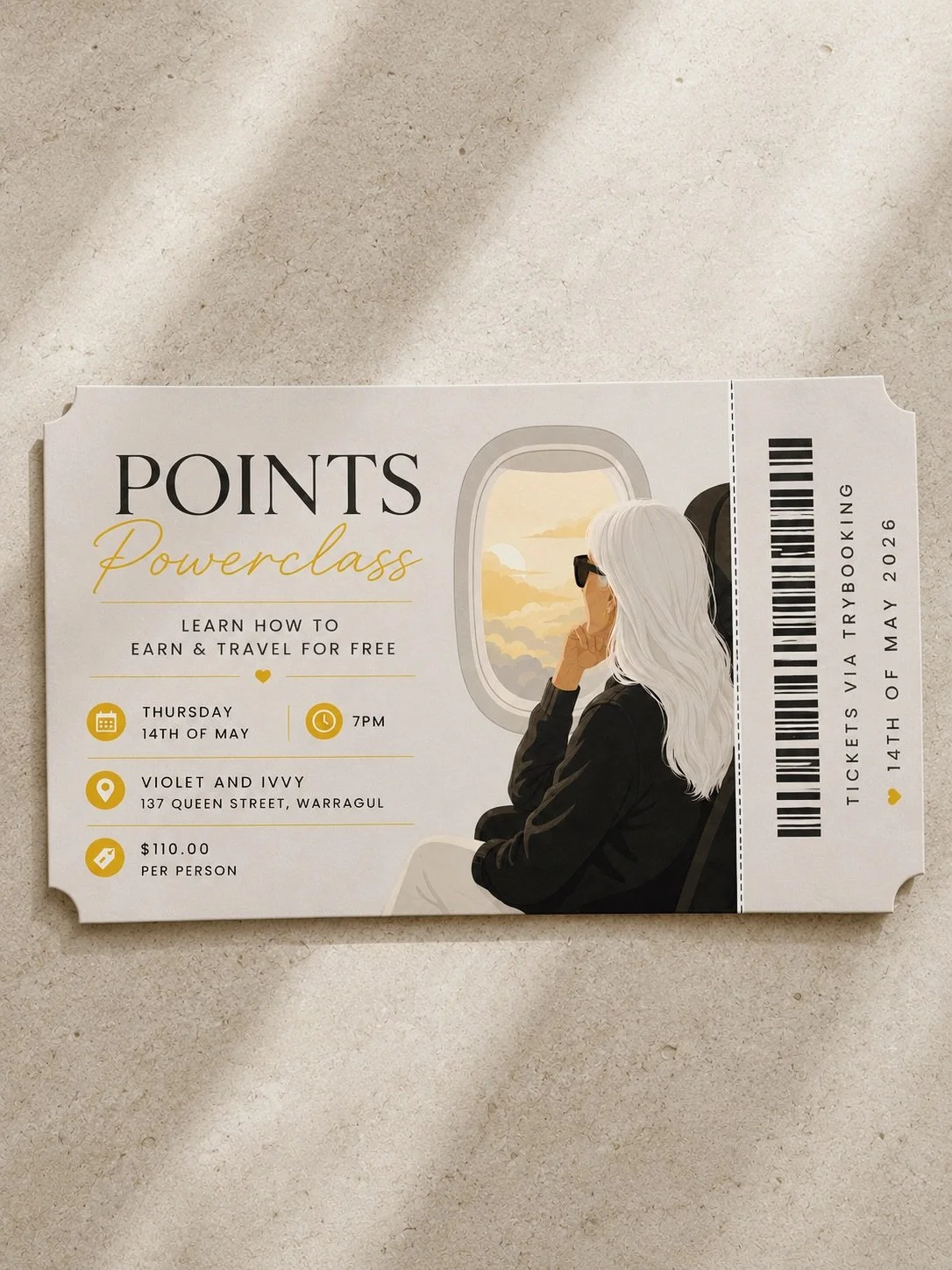 Get your tickets for our events in May 🌞✈️☕️🧘🏼&zwj;♀️🎨

May 14th: POINTS POWERCLASS by @committed_to_collect 
May 17th: Morning Yoga led by @sunsana.yoga 
May 20th: Chair Yoga led by @sunsana.yoga 
May 21st: High Tea with friends 
May 23rd: Brush
