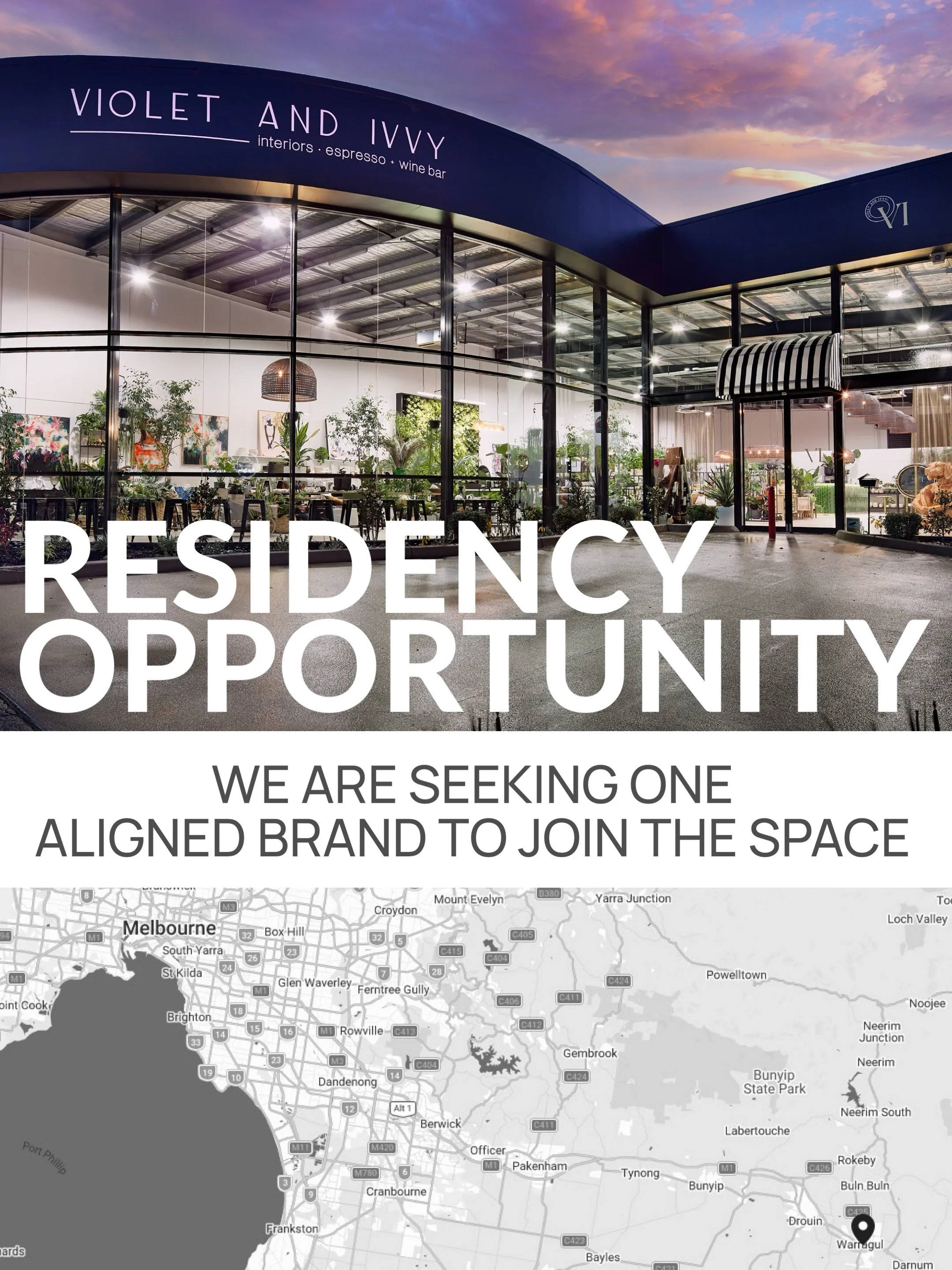 Calling all retail, creative studios, fashion, wellness, service or experimental concept brands: 

We are searching for one aligned brand to join us on the VI floor with your own dedicated space🏡

Expressions of interest now open ✨
Email: april@viol