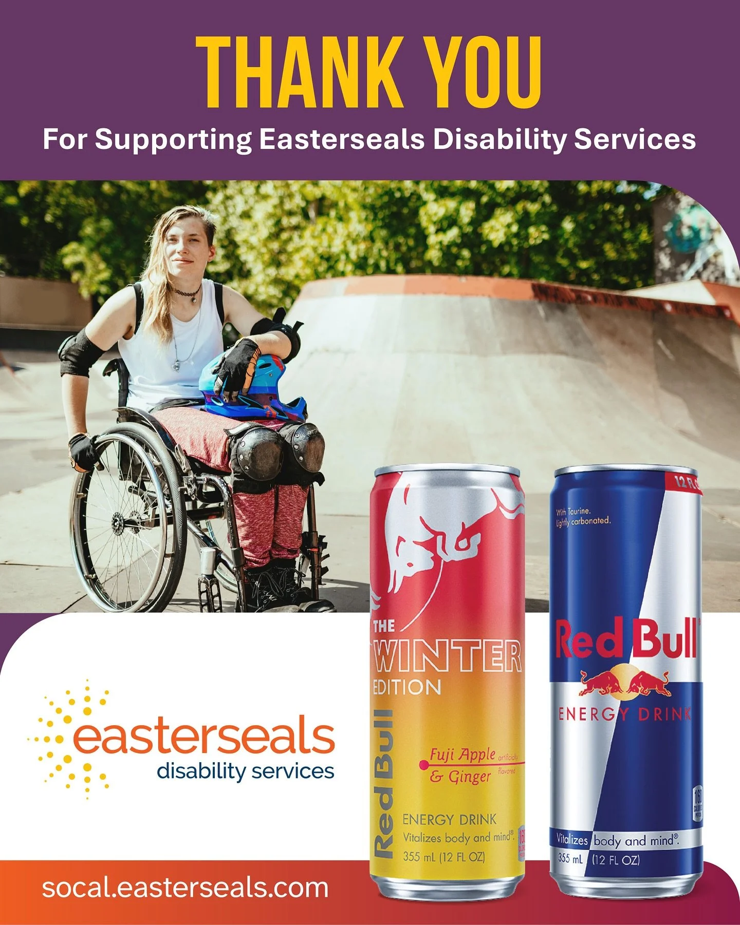 As last month's campaign comes to a close, we want to send a huge THANK YOU to @CVSPharmacy and @RedBull for their support to Easterseals Disability Services. And thank you to everyone who grabbed a can and made a difference&mdash;your impact matters