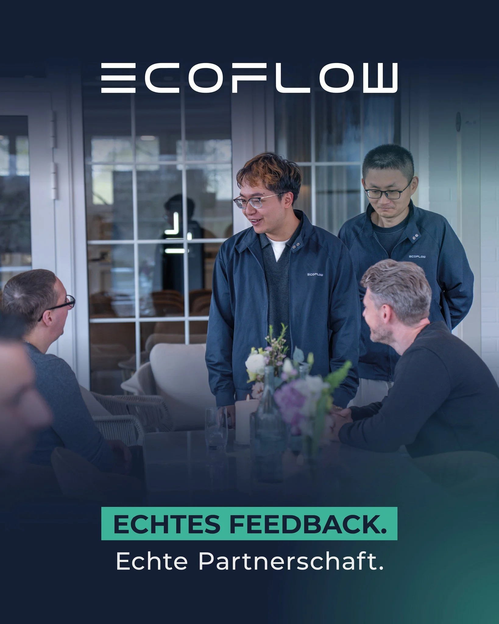 Echtes Feedback bekommst Du nicht per E-Mail.
Sondern im direkten Austausch.

Genau deshalb sitzen wir regelm&auml;&szlig;ig mit EcoFlow und unseren Partnern an einem Tisch.
Ohne Umwege. Ohne Filter.

Das Ergebnis:
Klare Antworten.
Schnellere L&ouml;