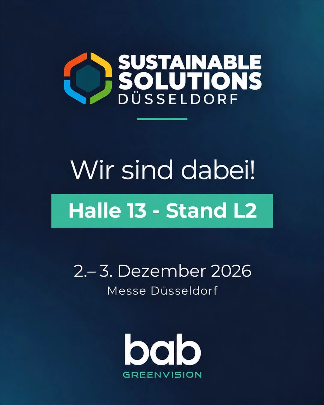 D&uuml;sseldorf, wir sehen uns! 👋
 
Am 2. und 3. Dezember sind wir auch dieses Jahr wieder auf der Sustainable Solutions in D&uuml;sseldorf.
 
Wir freuen uns auf pers&ouml;nliche Gespr&auml;che, neue Kontakte und ein Wiedersehen mit unseren Partnern