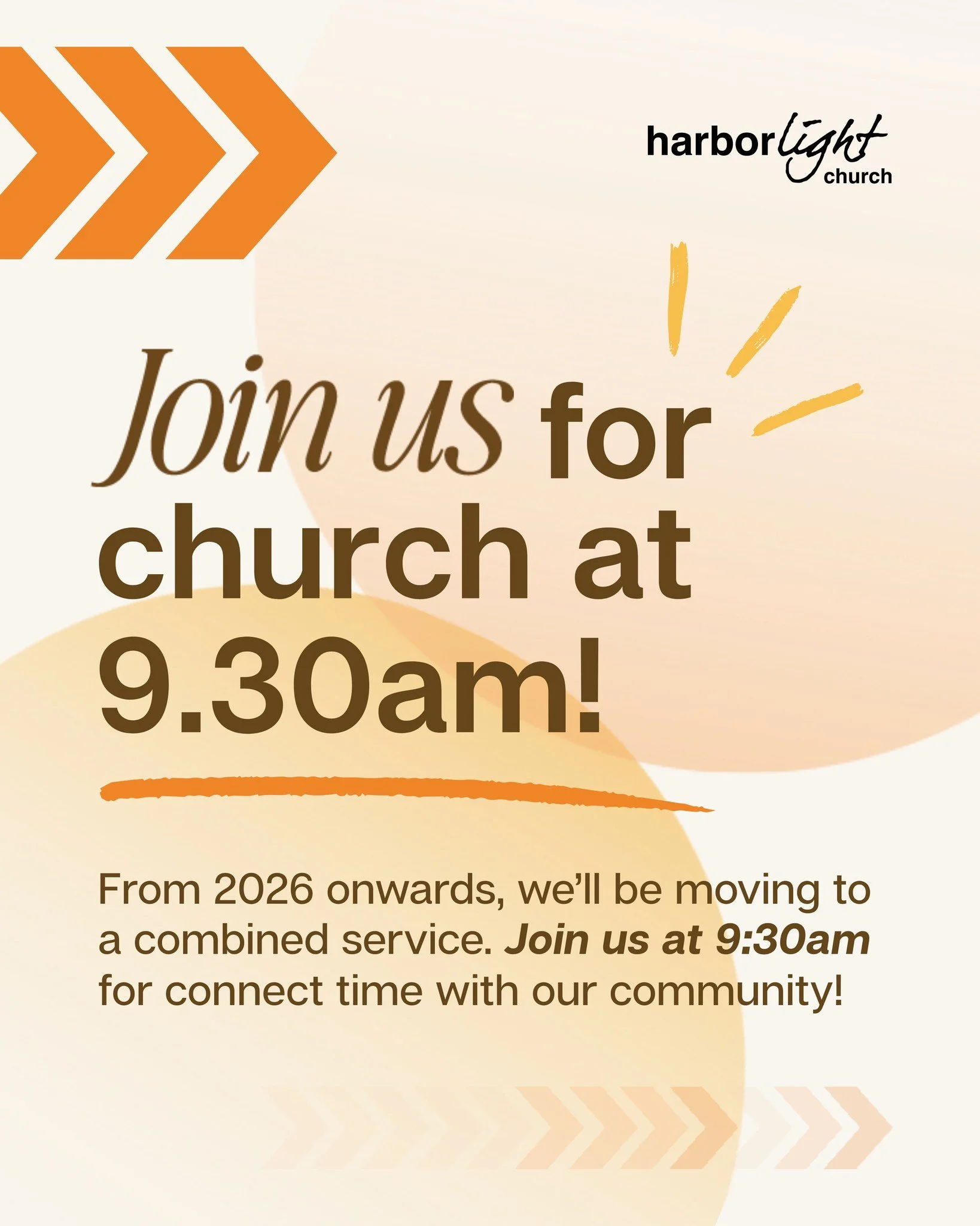 That&rsquo;s right! From 2026 onwards, we&rsquo;ll be moving to a combined service. Join us at 9:30am for Connect Time! Enjoy a cup of coffee, light snacks and wonderful fellowship before we begin worship at 10am. See you in church!