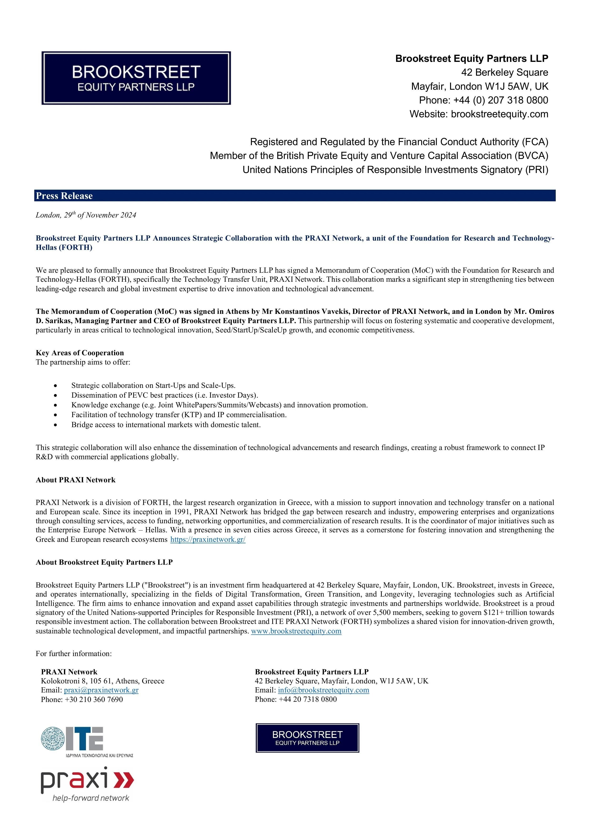 Brookstreet PR: PRAXI Network (FORTH)