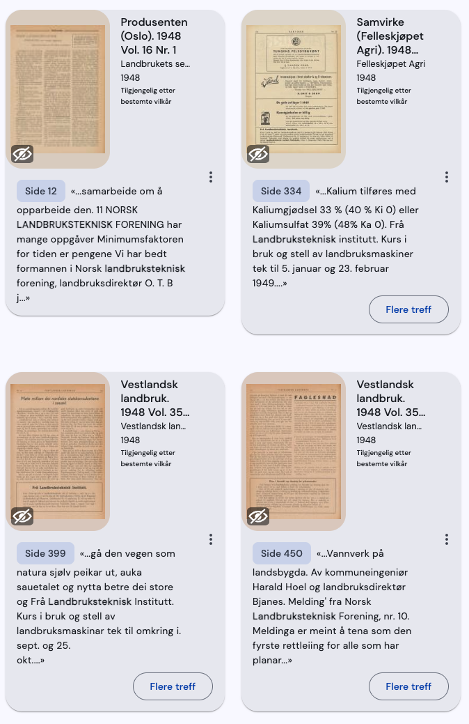 Prøvemeldinger Landbruksteknisk institutt 1948-1992