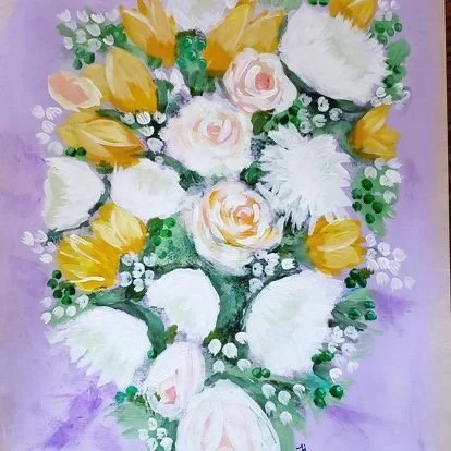 Lovely fine art painting of your wedding flowers!