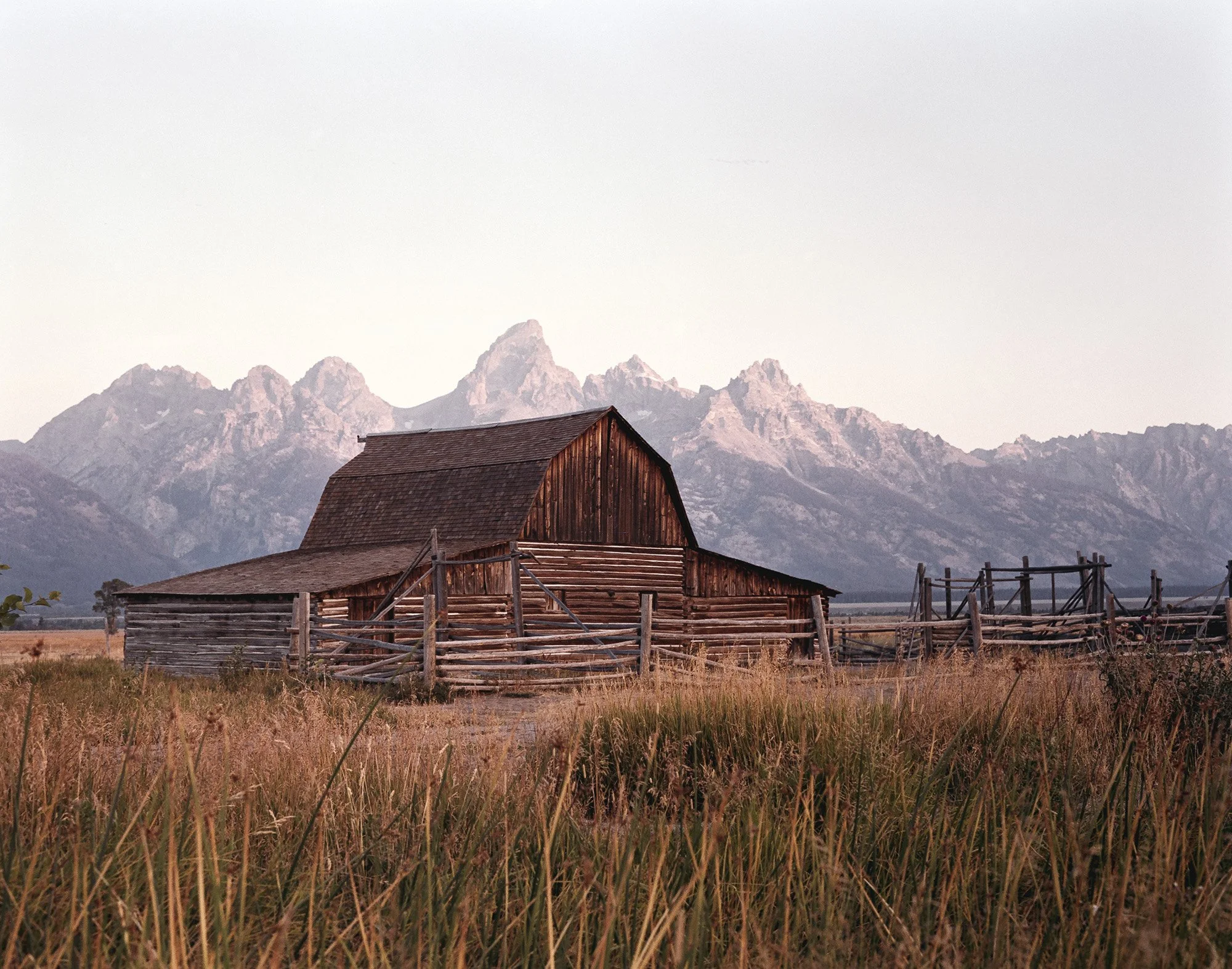 Rural barn landscape photographed on medium format film, Wyoming