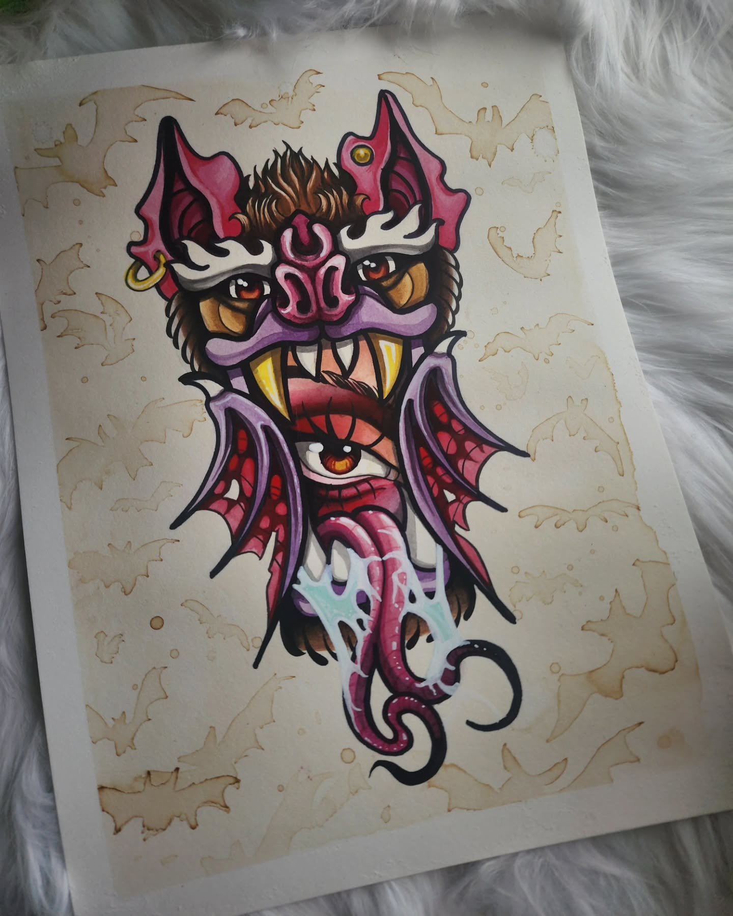 Available design! Finished another bat eye painting. I just got back into town and decompress from an amazing trip. I'm excited to be back to tattooing. I'll be trying to get back to everyone's messages. If you don't hear back today, feel free to sho