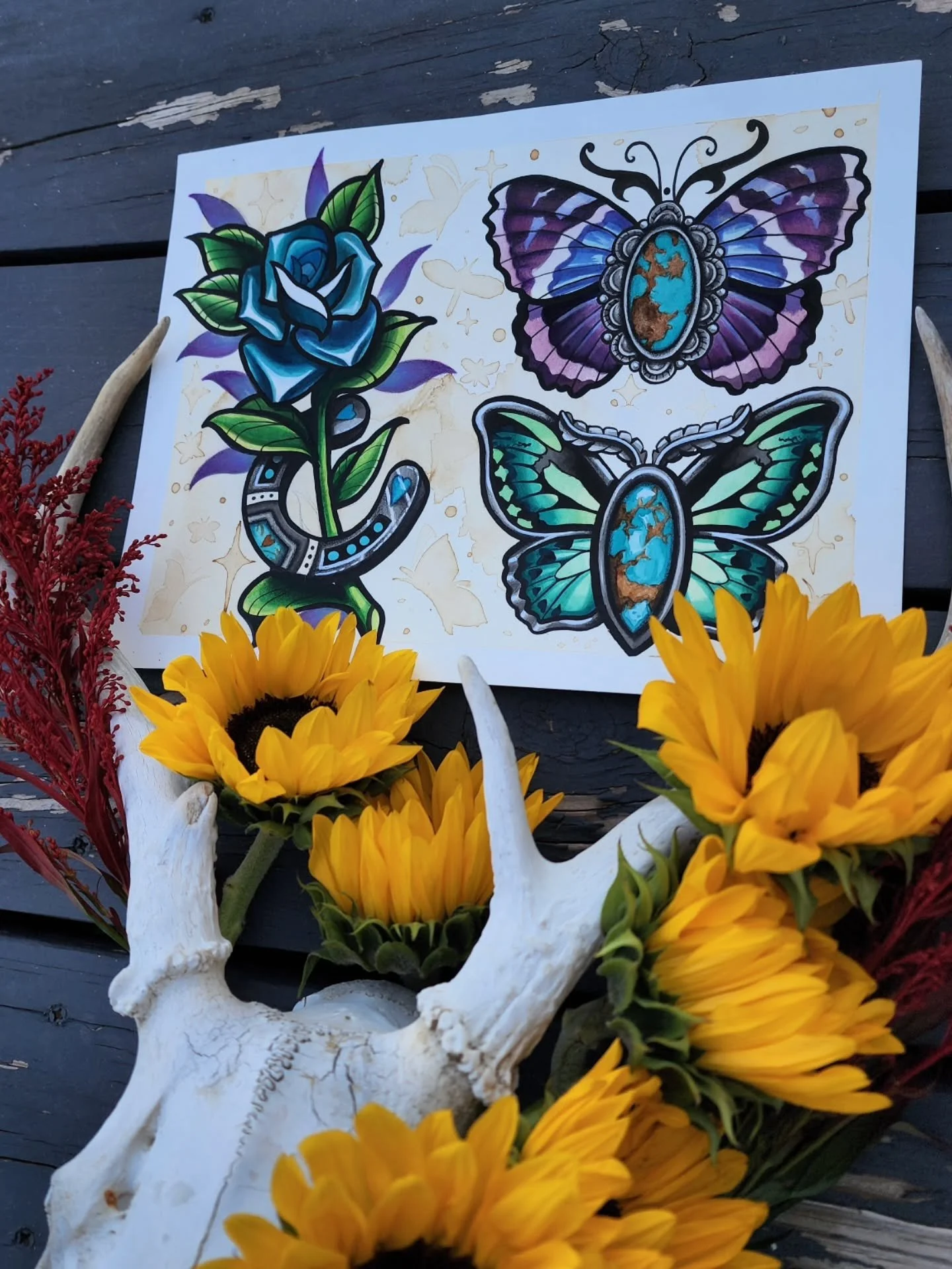 Finished up another painting 🥰 all designs are available in color or black and grey.