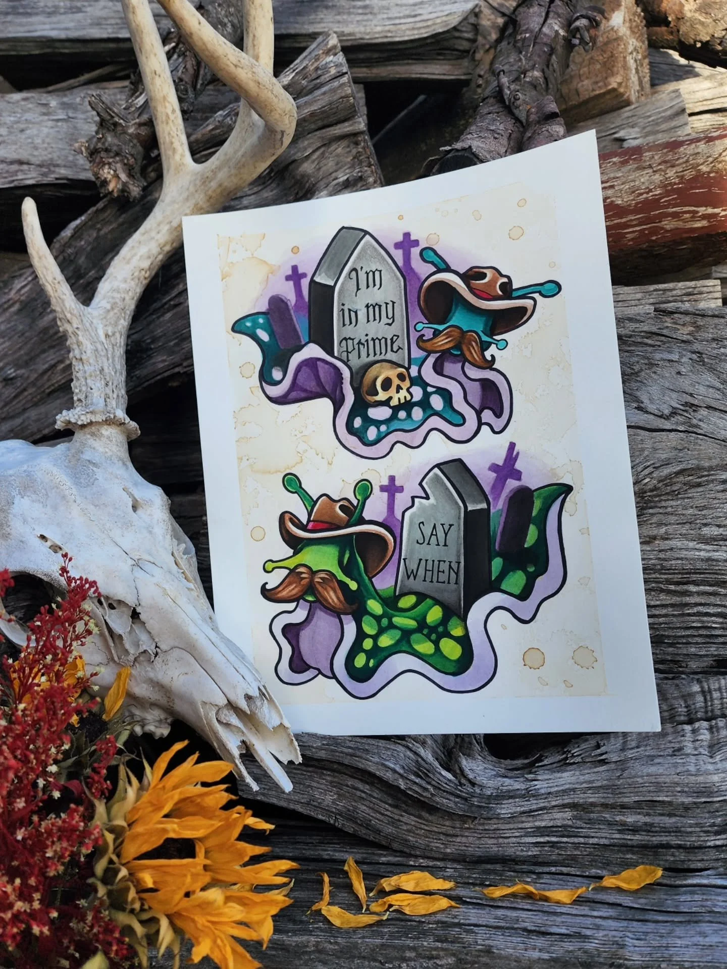 TombstoneXSnails 
Painted some more snails but crossed with the movie Tombstone. 
Both are available in color or greyscale 😘