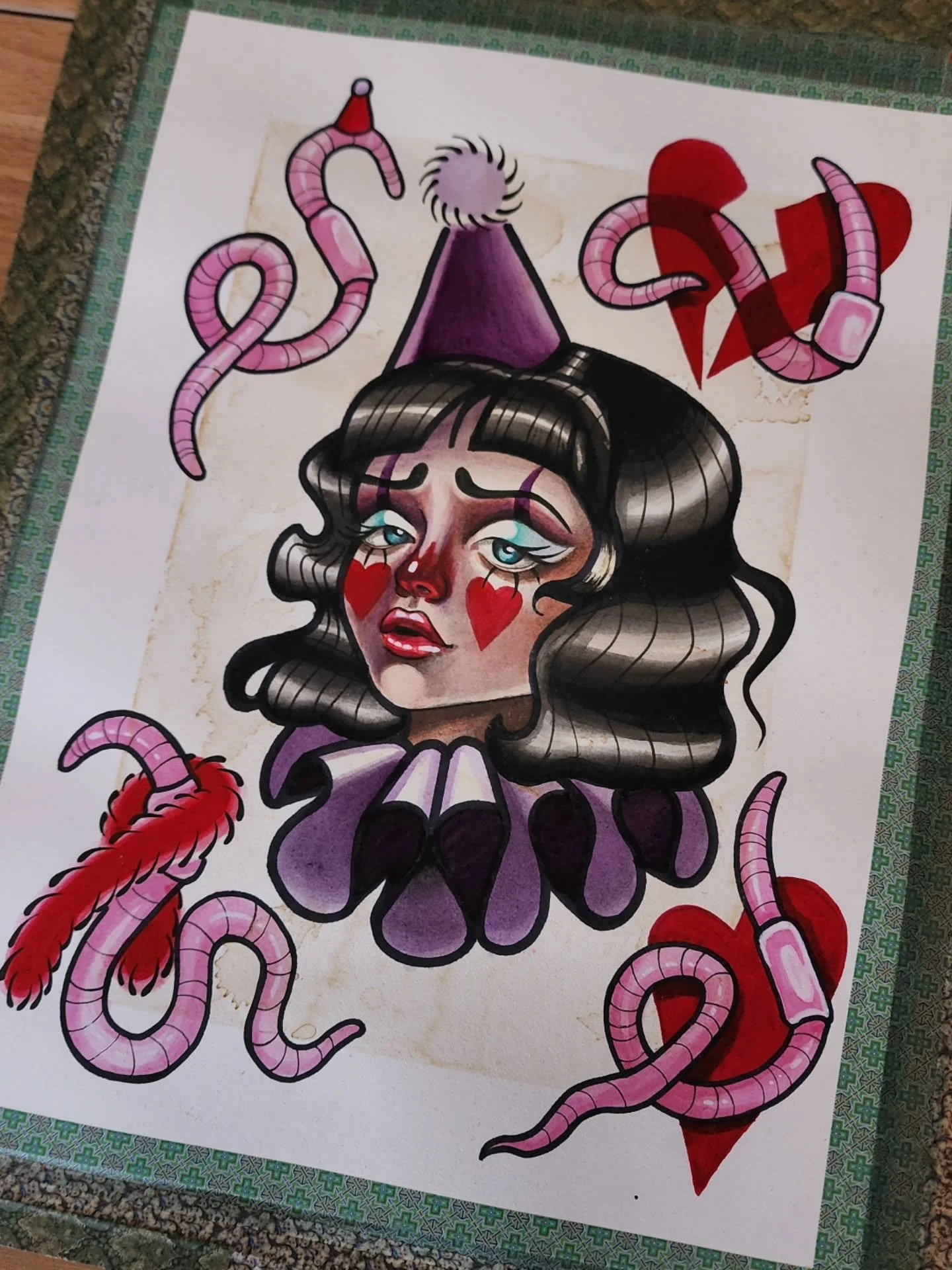 Would you still love me if I was a worm? 
Hope everyone had a good Valentines day. 
All designs are available! I can also do different colors for the hearts, party hats and feather boa! 💗