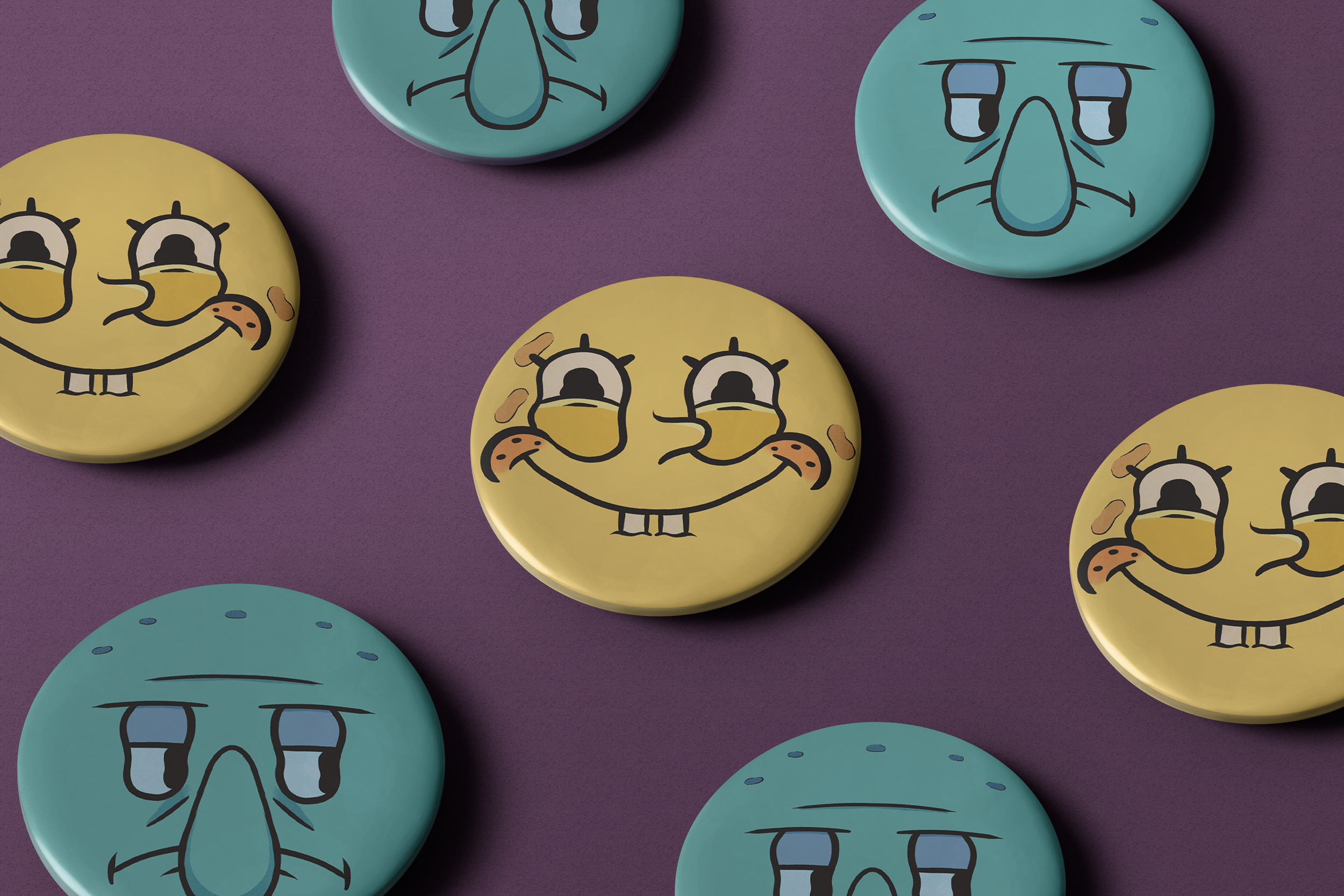 Spongebob and Squidward - Large badge