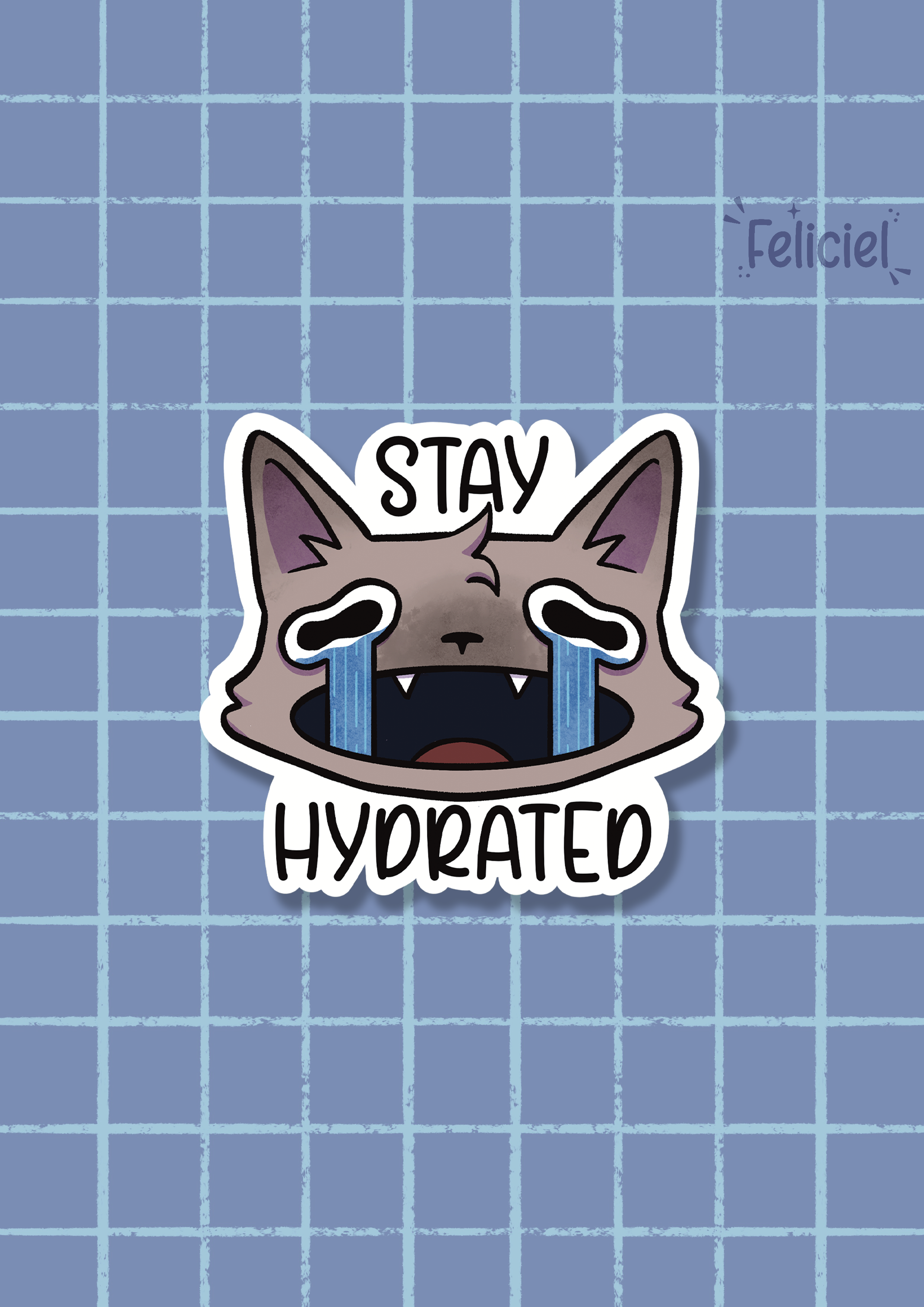 Stay Hydrated cat - Sticker