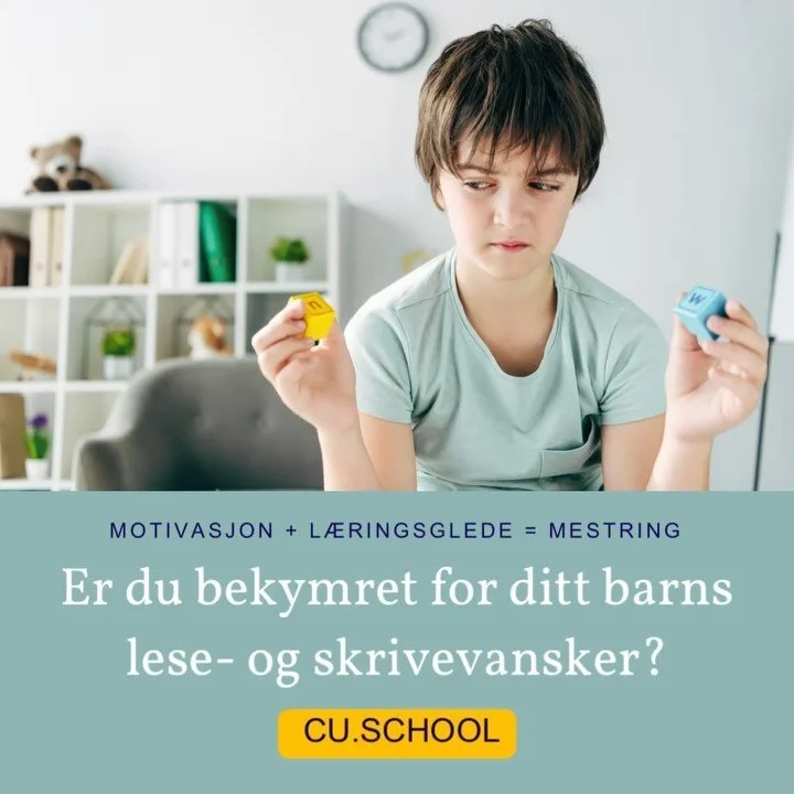 Er du bekymret for ditt barns lese- og skrivevansker? 
Hos CU School tilbyr vi en gratis Dysmate screeningtest og 6 timer digital en-til-en undervisning, uten forhåndsbetaling eller binding. 
 
Meld deg på i dag for å gi barnet dit