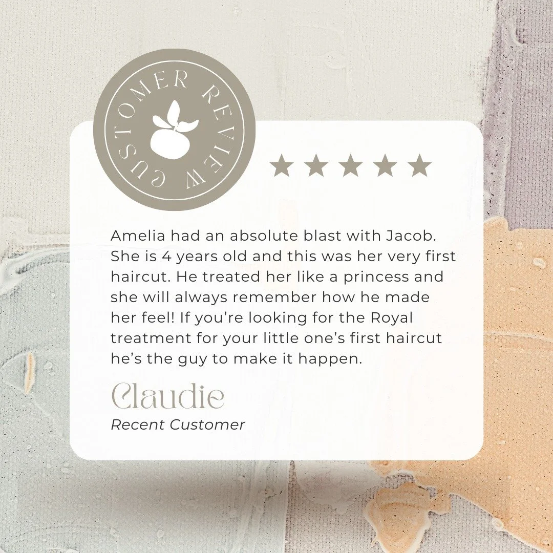 ⭐️⭐️⭐️⭐️⭐️ Another glowing review for Jacob! 

This one highlights his care and skill with kids&rsquo; haircuts &mdash; creating a positive, comfortable experience while delivering a fresh new look. ✨

Looking for the perfect cut for your little one?