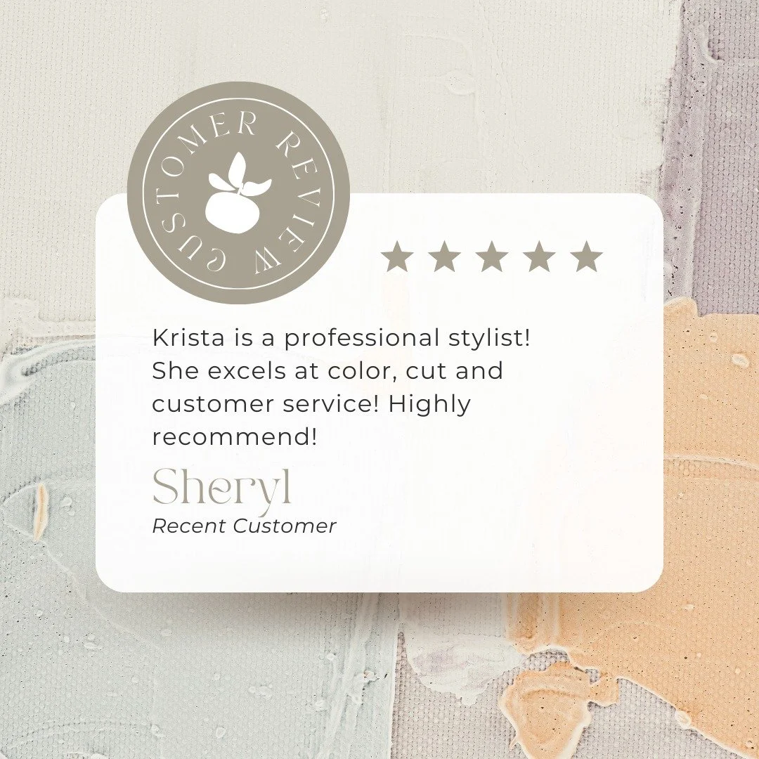 ⭐️⭐️⭐️⭐️⭐️ A huge thank you to our amazing client for leaving Master Stylist Krista such a glowing 5-star review! 

Her expertise, creativity, and dedication to healthy, beautiful hair truly shine through in every appointment. ✨

#clementineandhoney 