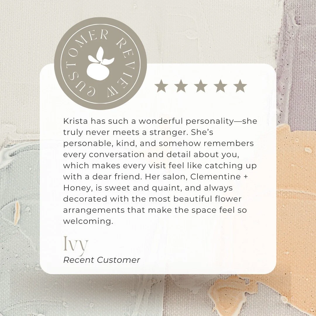We are so grateful for reviews like this 🤍

Thank you for taking the time to share such kind words about Krista and Clementine + Honey. Every review truly means the world to us and helps our small business grow.

We&rsquo;re so thankful for our amaz
