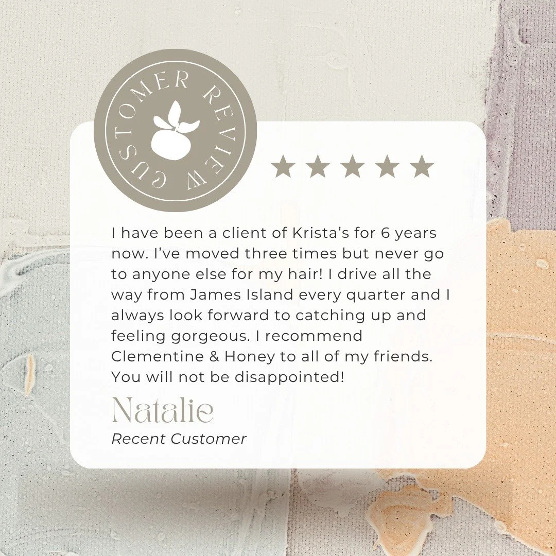 We&rsquo;re so grateful for your kind words and continued support 🤍

It means so much to us that you trust our team with your hair &mdash; thank you for being part of Clementine &amp; Honey ✨

#ClementineAndHoney #ClientLove #Grateful #FiveStarRevie