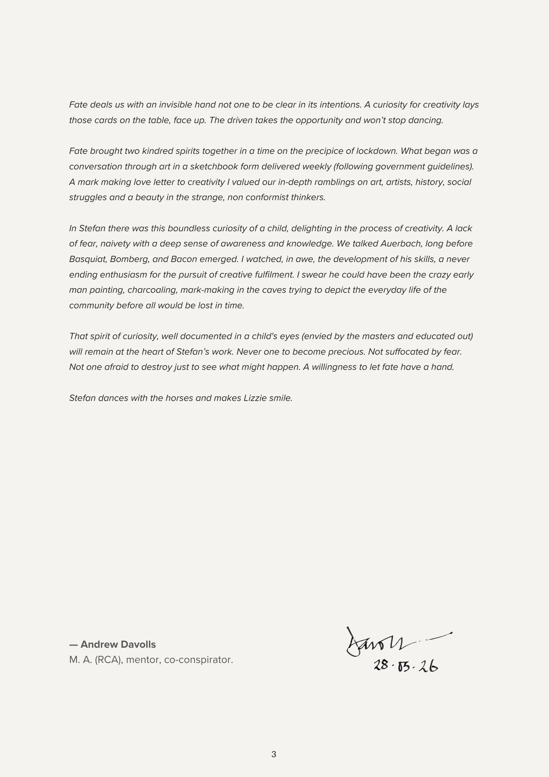 A printed document with a paragraph of text, a signature, and a handwritten date of 28-05-26 at the bottom right corner.