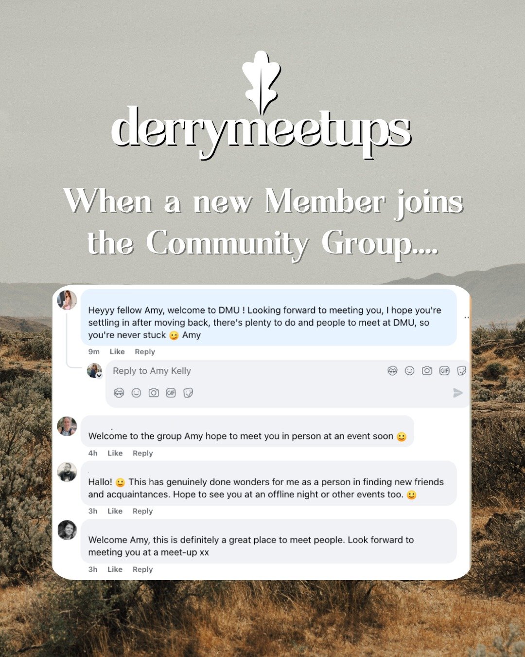 Who told our Members they could be this CUTE?! 🥹💛

These little interactions in the Meet Up Members Community Group make my heart burst.

When you join as a Derry Meet Up Member, you get:
✨ Pre-sale access to our most popular events
✨ Discounts on 