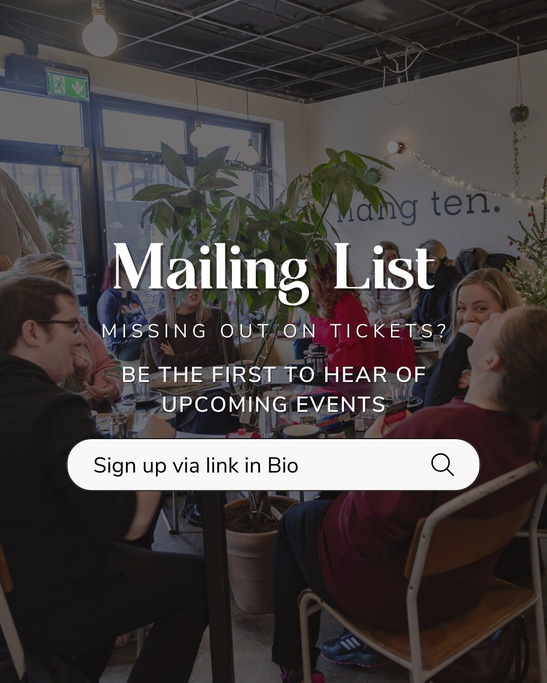 Don't worry, we won't swamp your inbox, but we will make sure you're the first ones to know about upcoming events! 

After our Members of course 👀

Head to our website and sign up to the newsletter today!