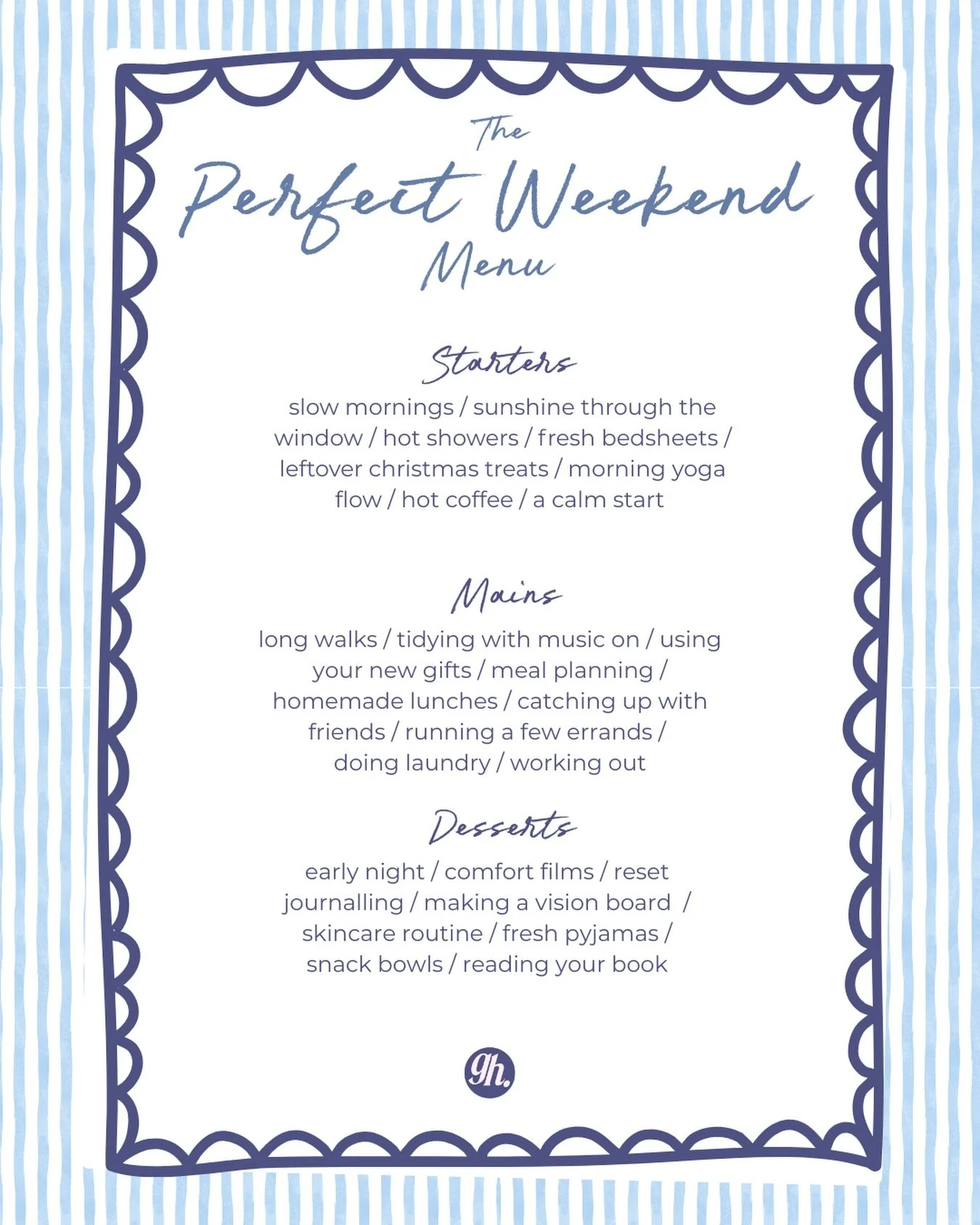 happy weekend 🤍 we hope you have a lovely time no matter what you&rsquo;re up to!